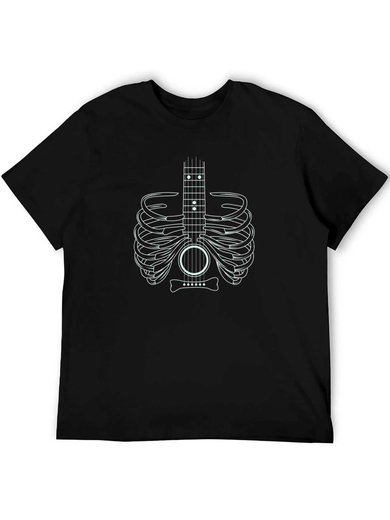 Guitar Rib Cage Graphic Tee - Musician Skeleton T-Shirt