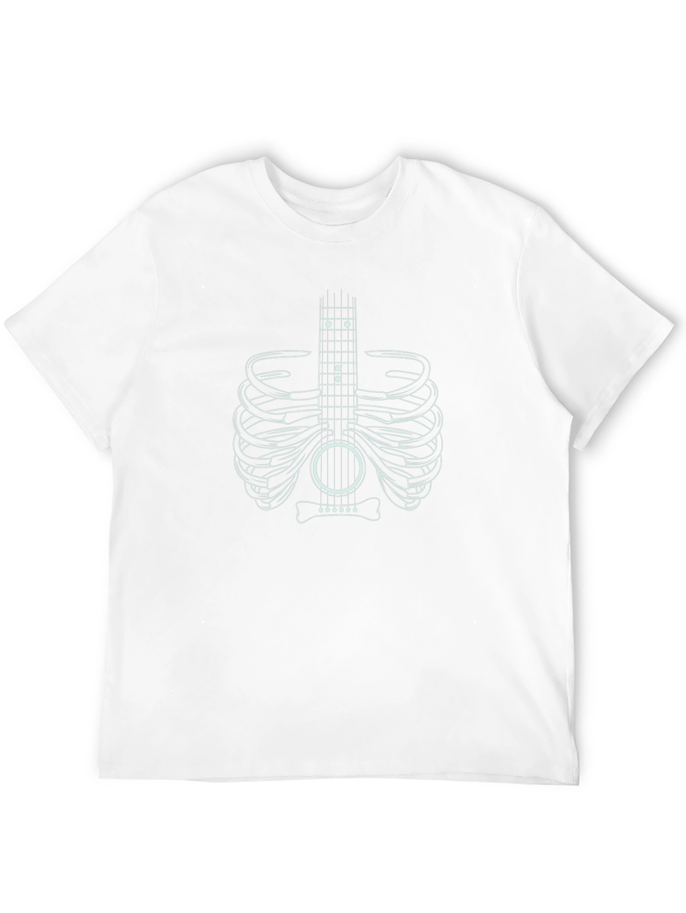 Guitar Rib Cage Graphic Tee - Musician Skeleton T-Shirt