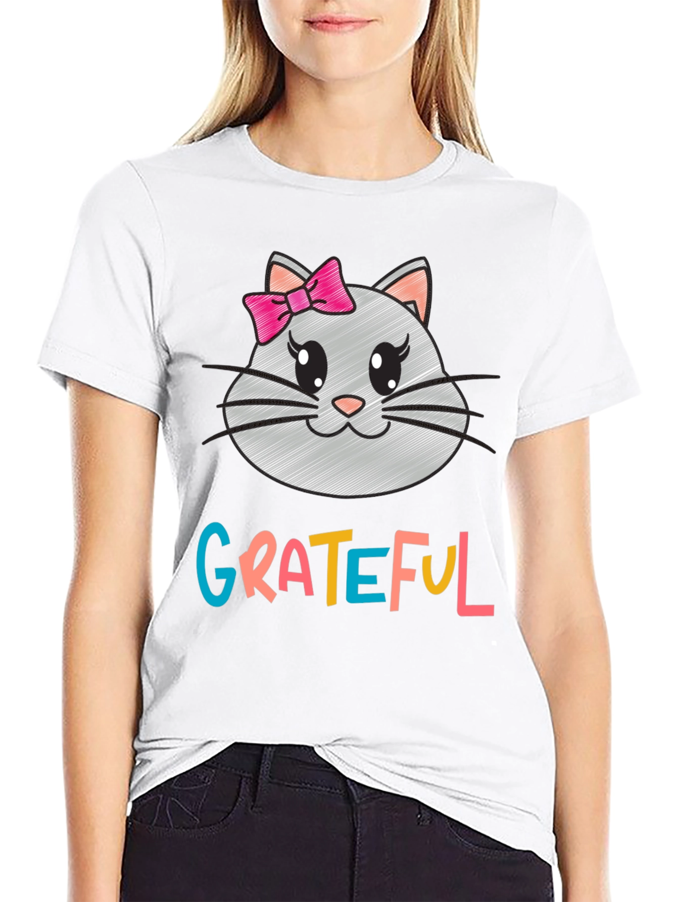 Grateful Kitty Tee - Womens Graphic T-Shirt