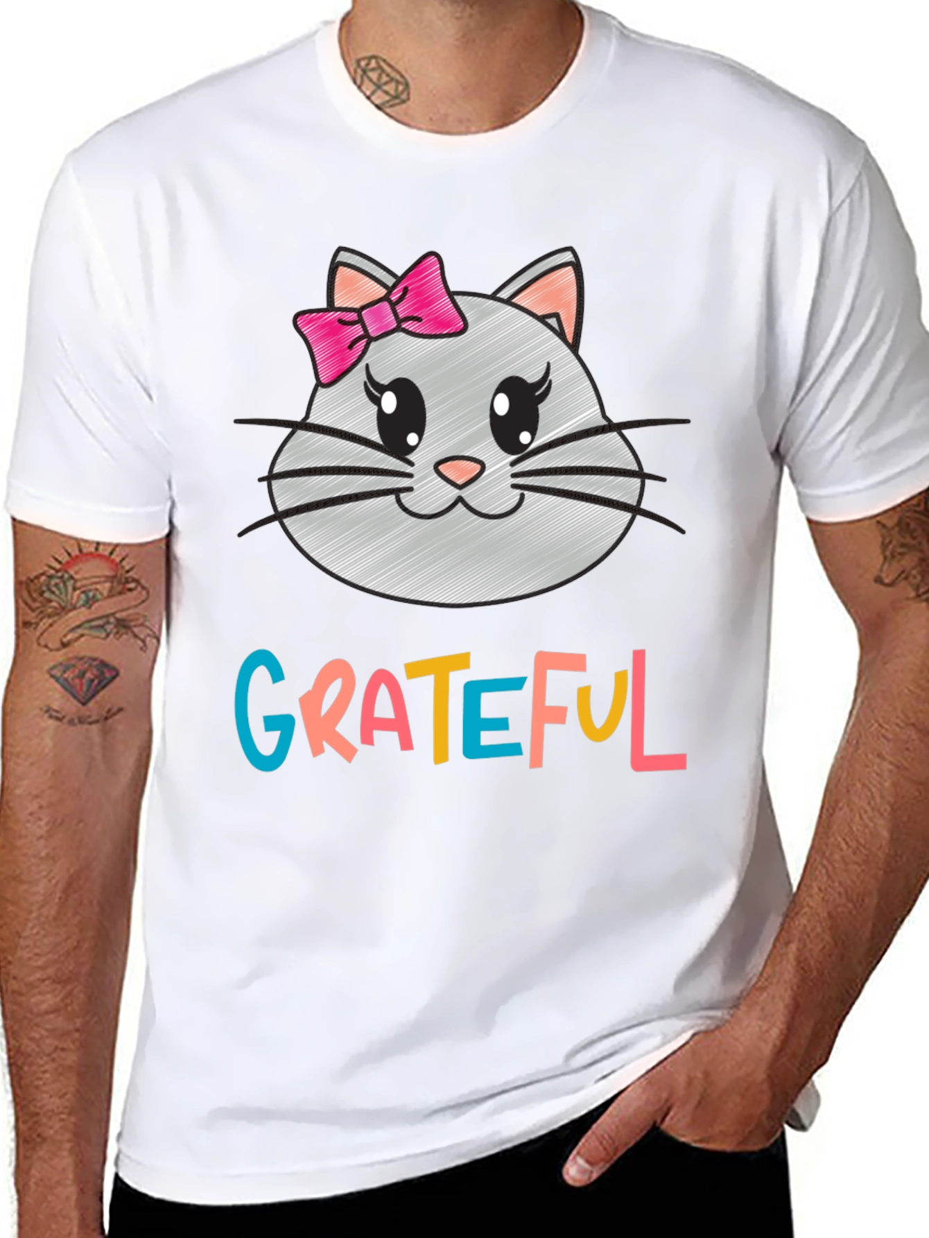 Grateful Kitty Tee - Womens Graphic T-Shirt