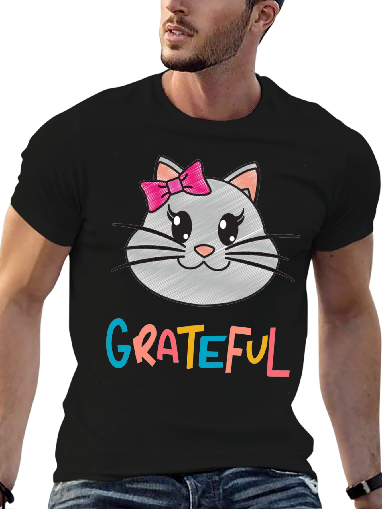 Grateful Kitty Tee - Womens Graphic T-Shirt