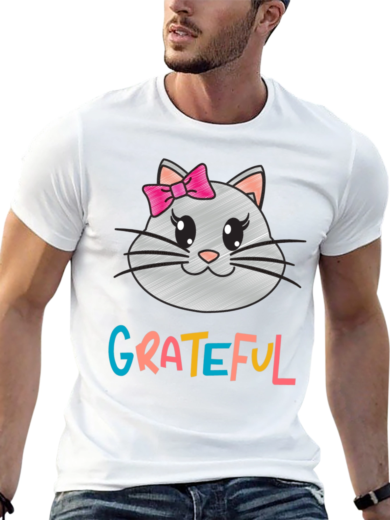 Grateful Kitty Tee - Womens Graphic T-Shirt