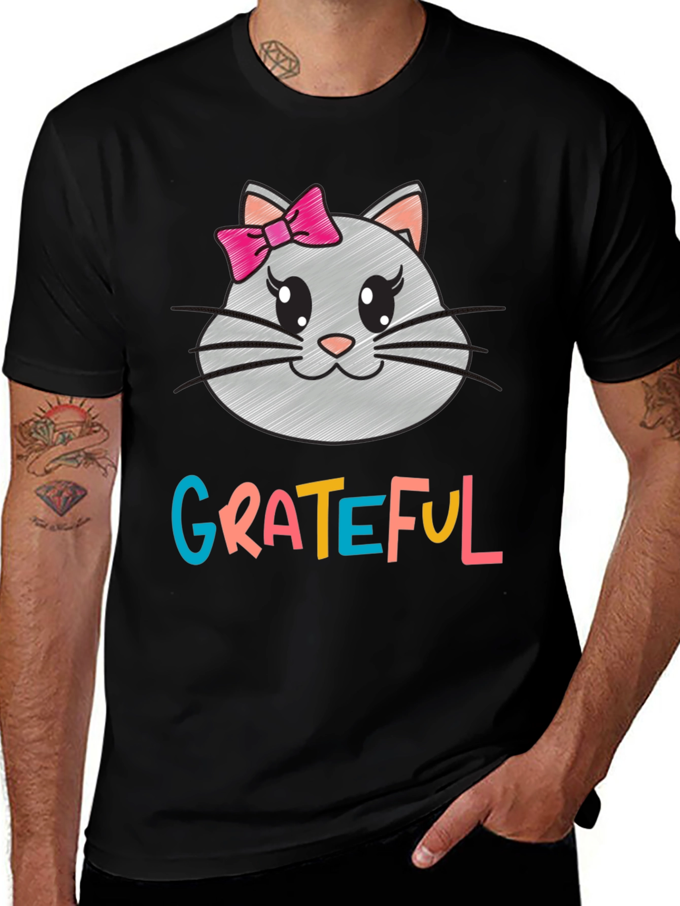Grateful Kitty Tee - Womens Graphic T-Shirt