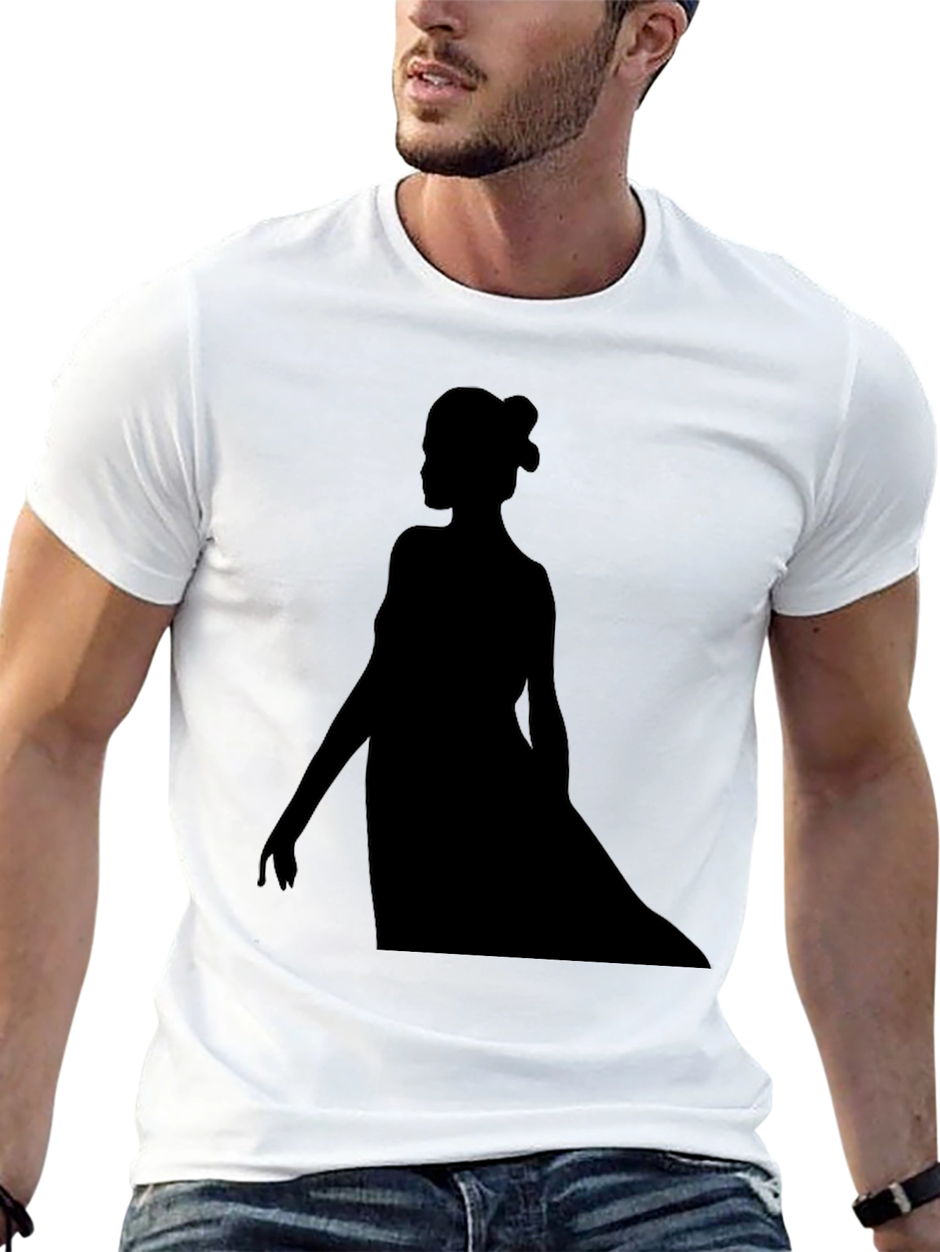 Elegant Silhouette Graphic T-Shirt - Black