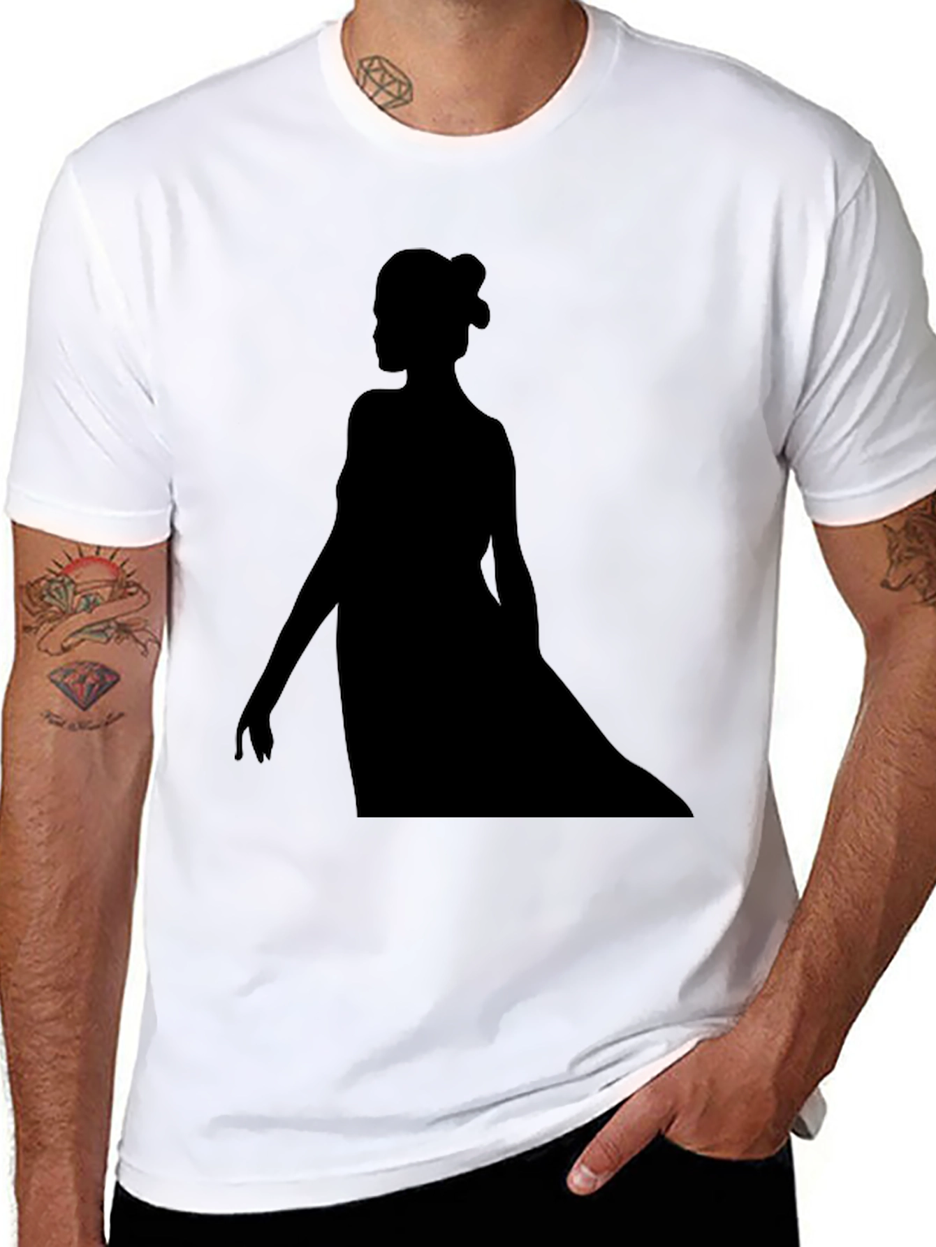 Elegant Silhouette Graphic T-Shirt - Black