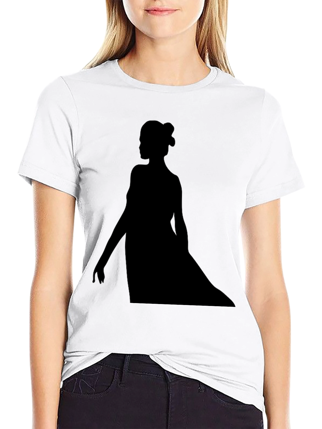 Elegant Silhouette Graphic T-Shirt - Black