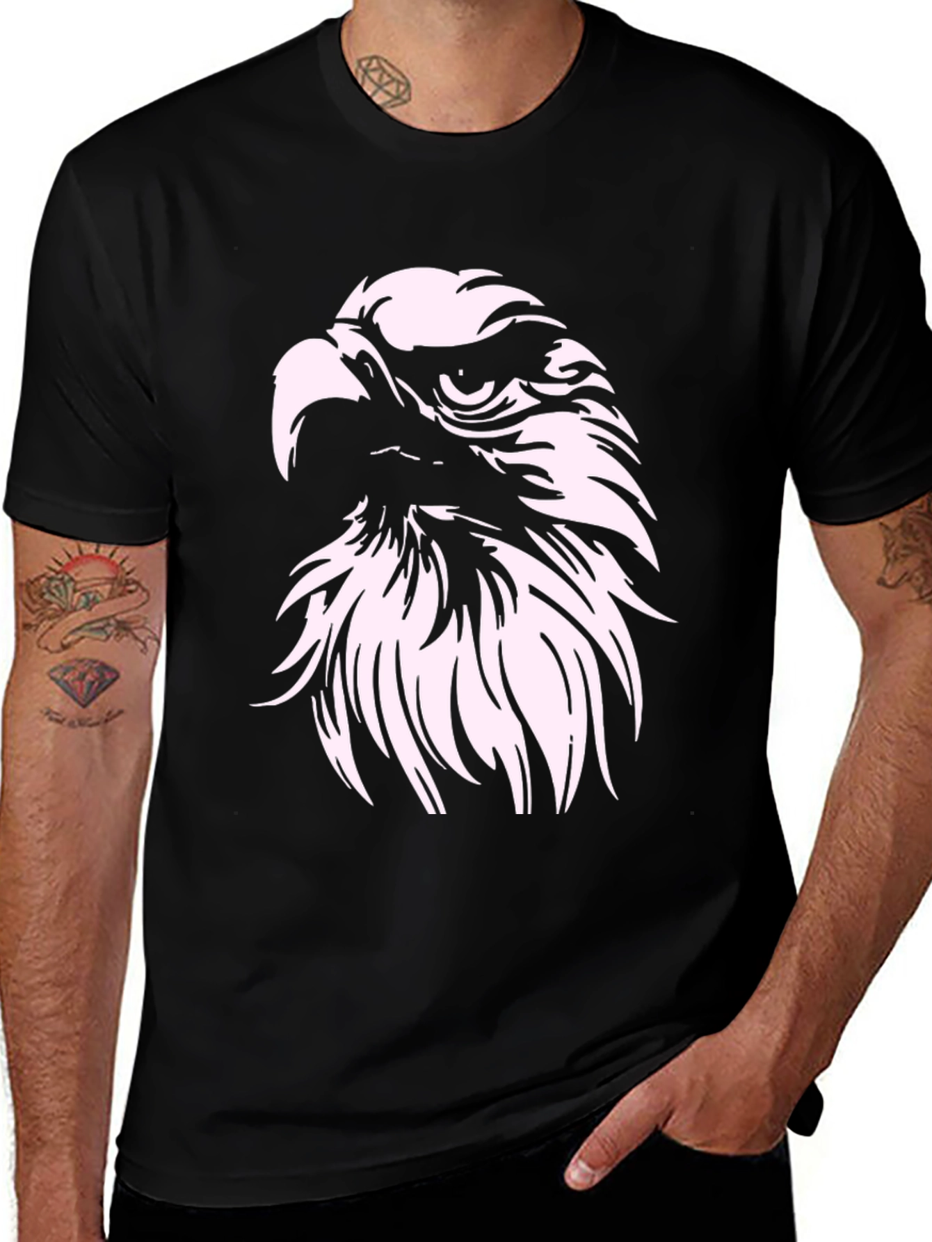 Bold Eagle Graphic Tee - Black Cotton Blend