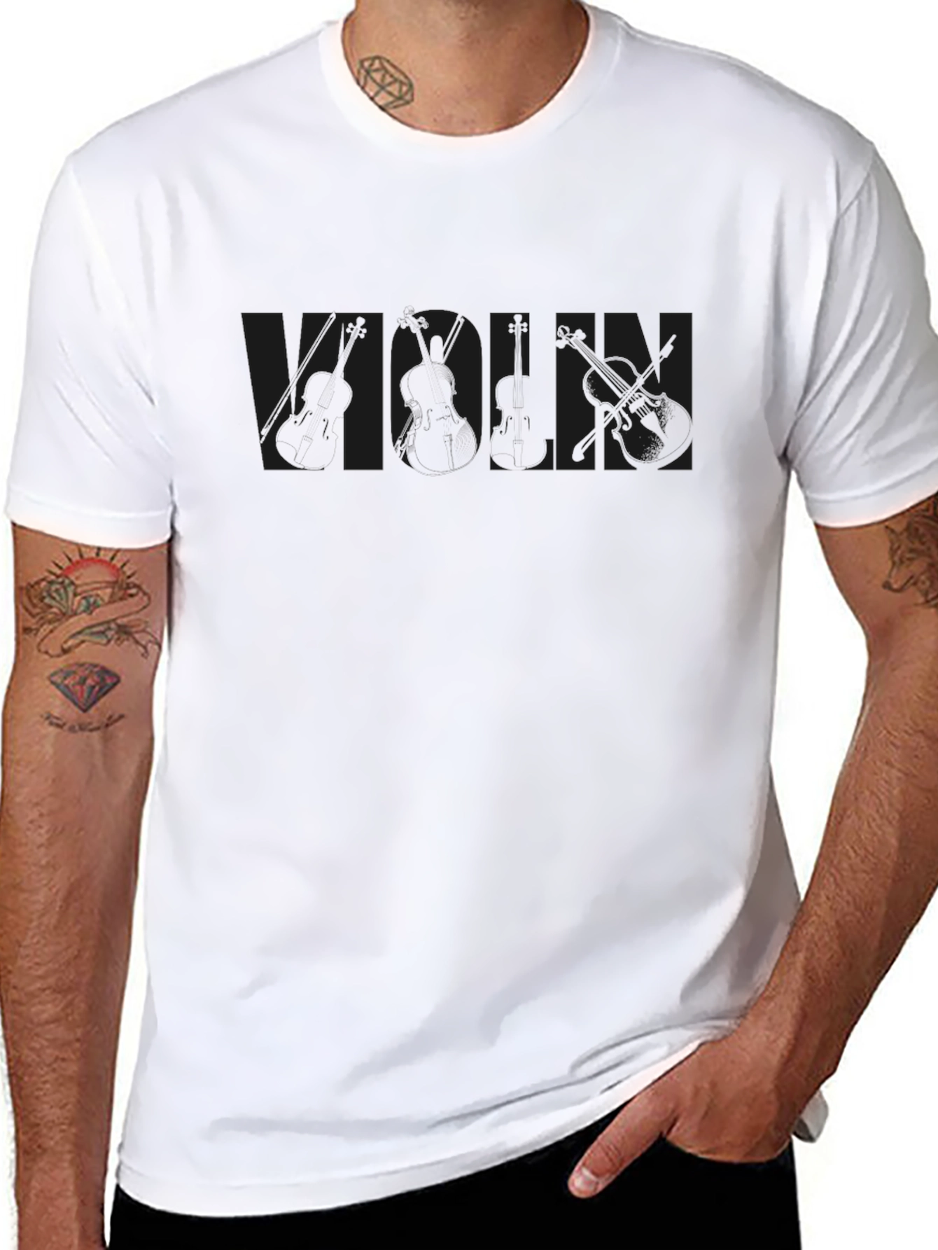 Musicians Black T-Shirt - Subtle Instrument Graphic