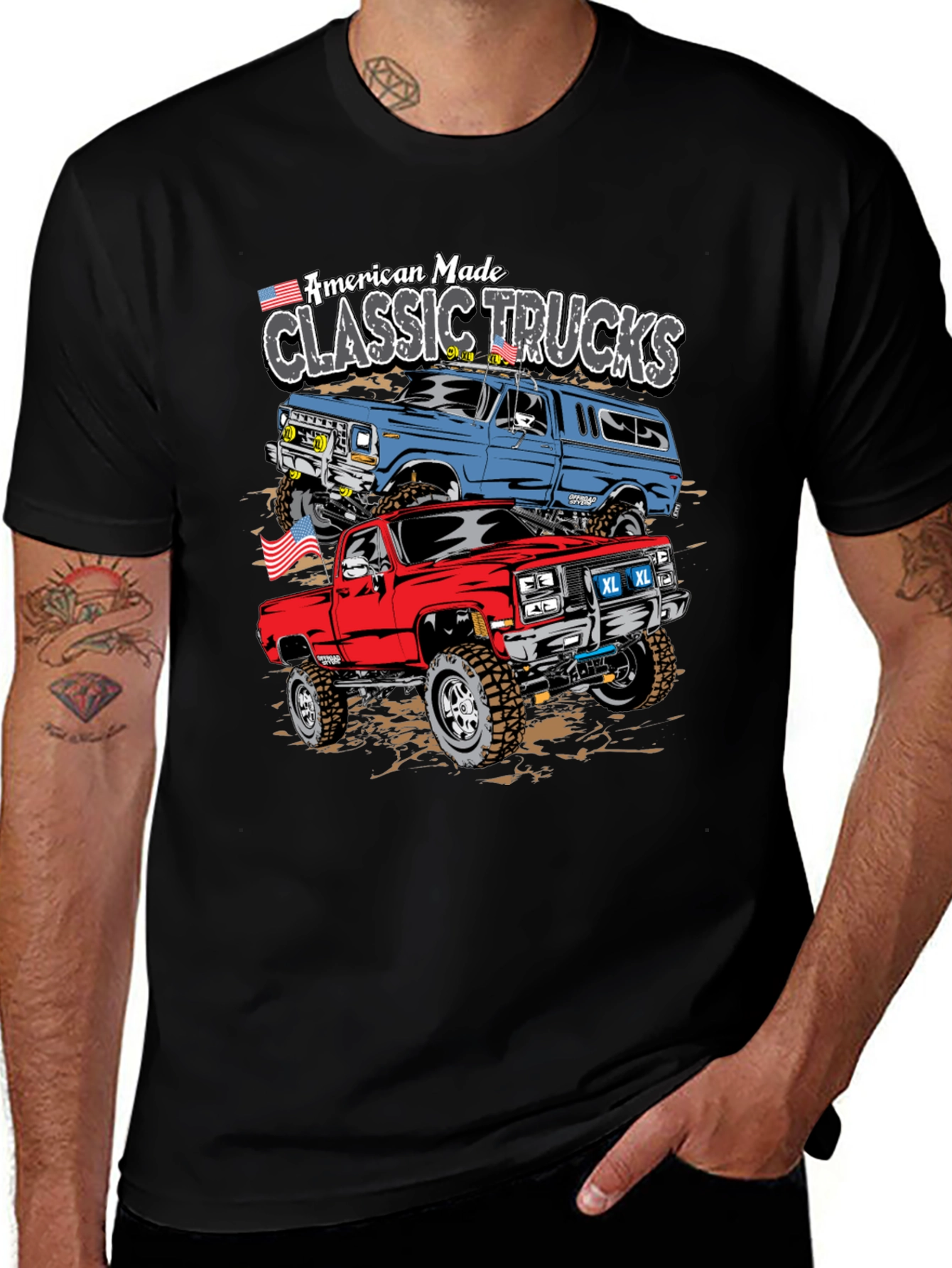 American Made Classic Trucks Graphic Tee