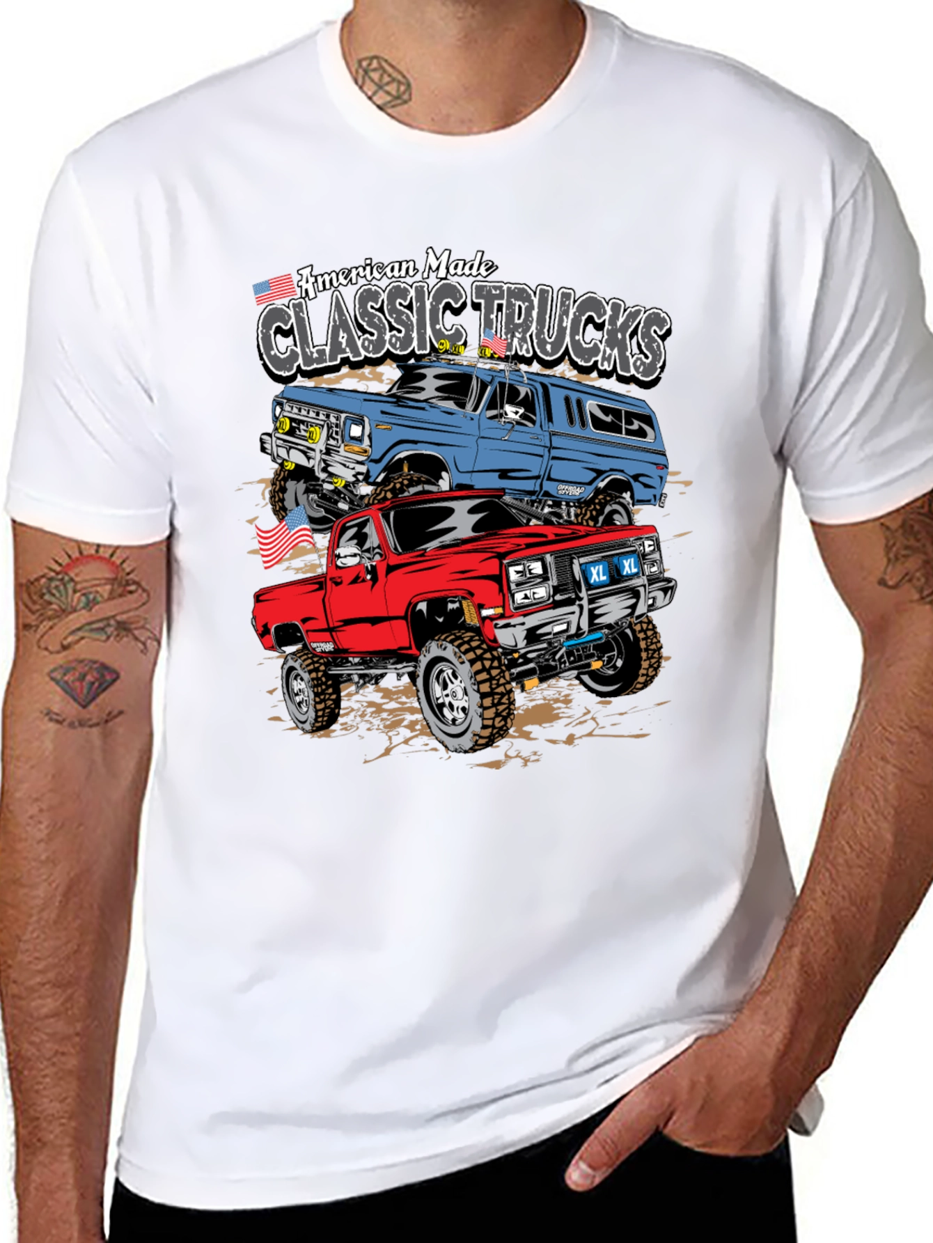 American Made Classic Trucks Graphic Tee
