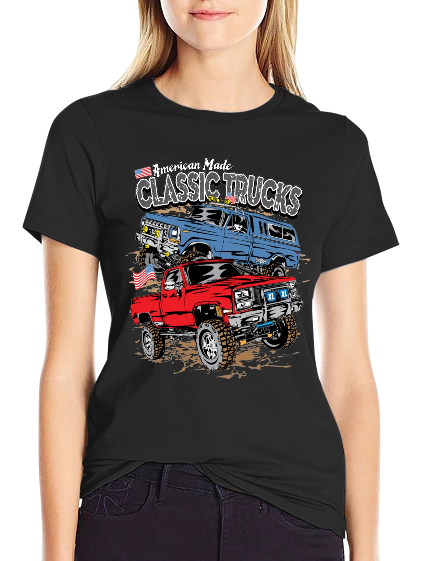 American Made Classic Trucks Graphic Tee