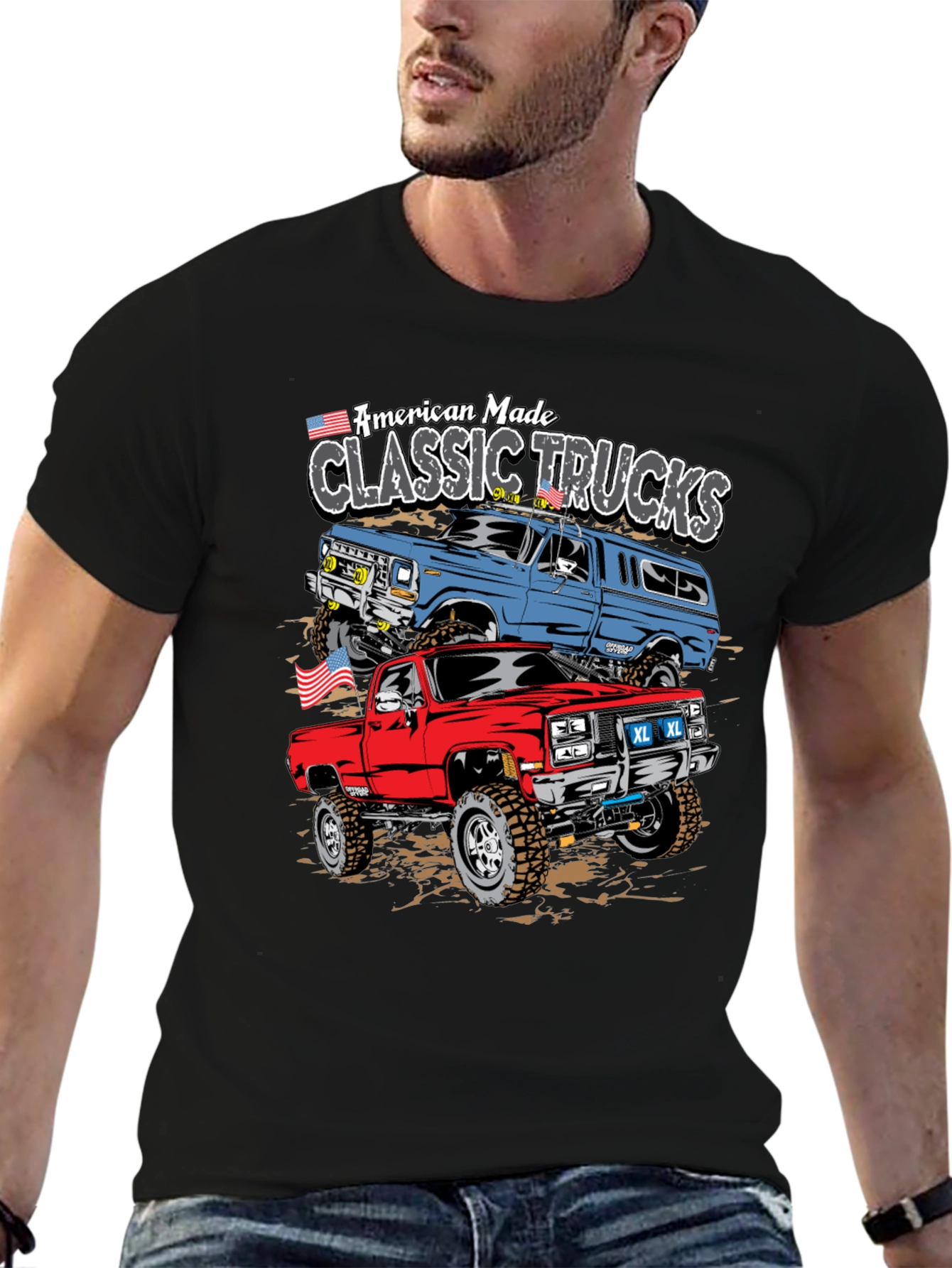 American Made Classic Trucks Graphic Tee