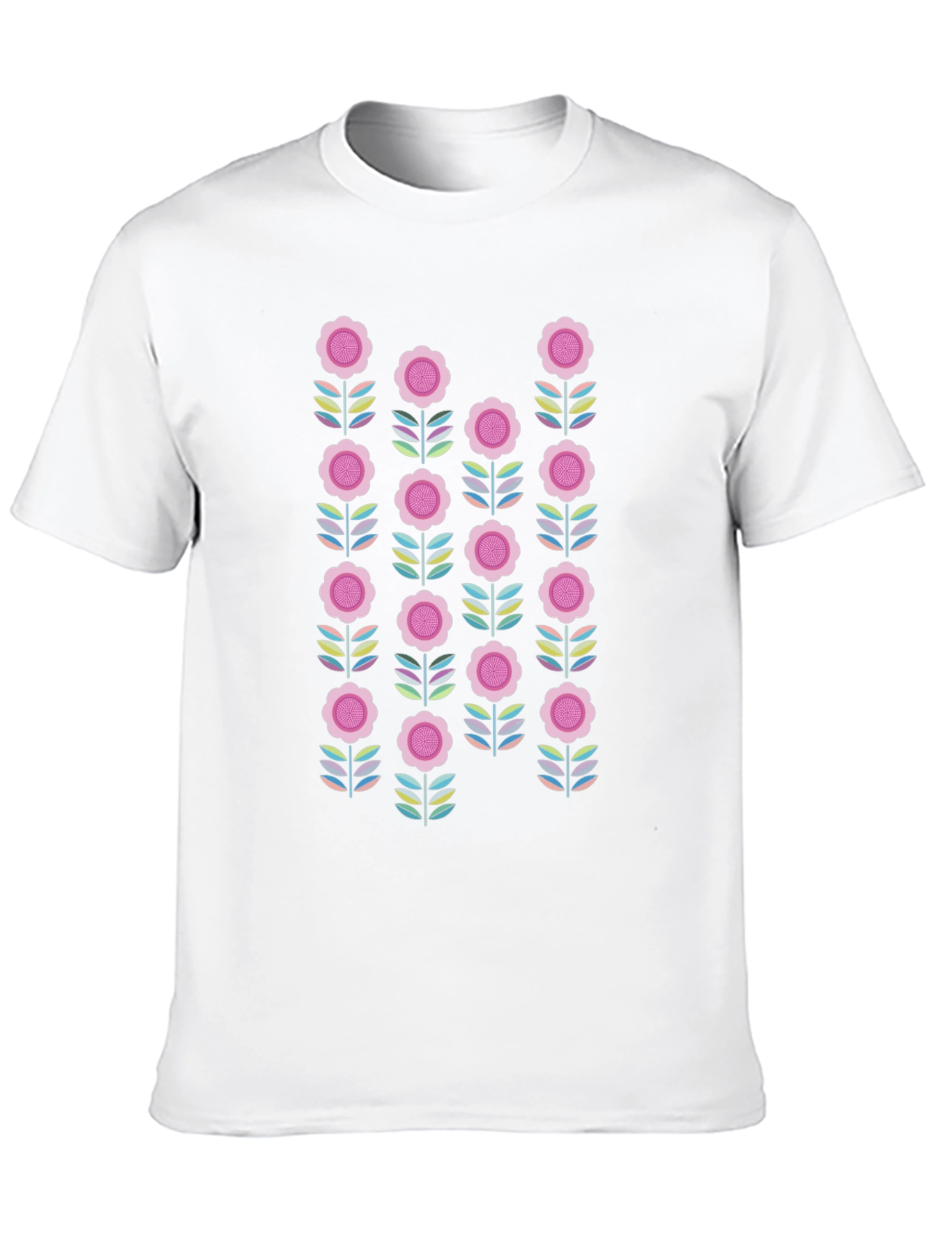 Retro Floral Graphic Tee - Black Cotton Blend