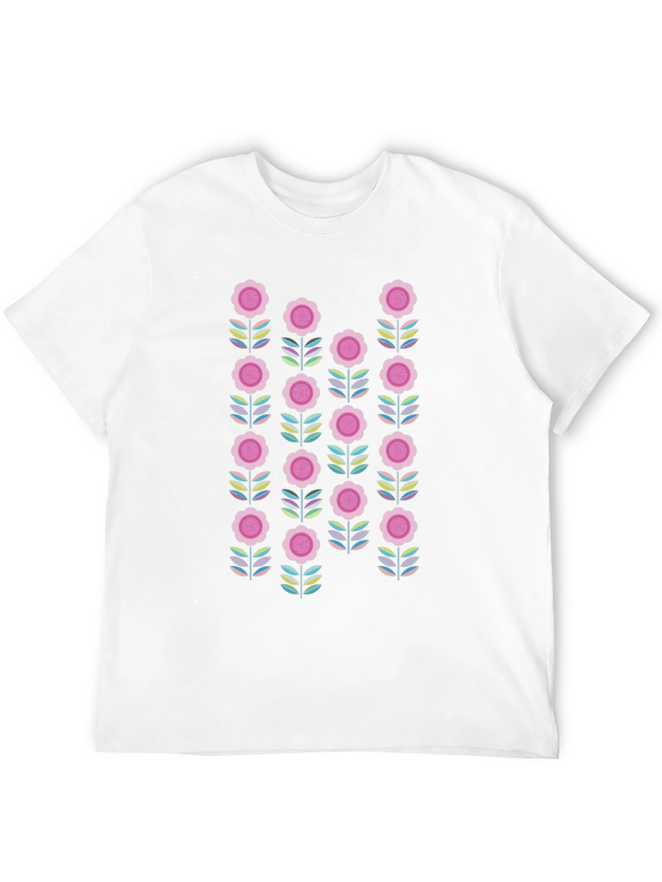 Retro Floral Graphic Tee - Black Cotton Blend
