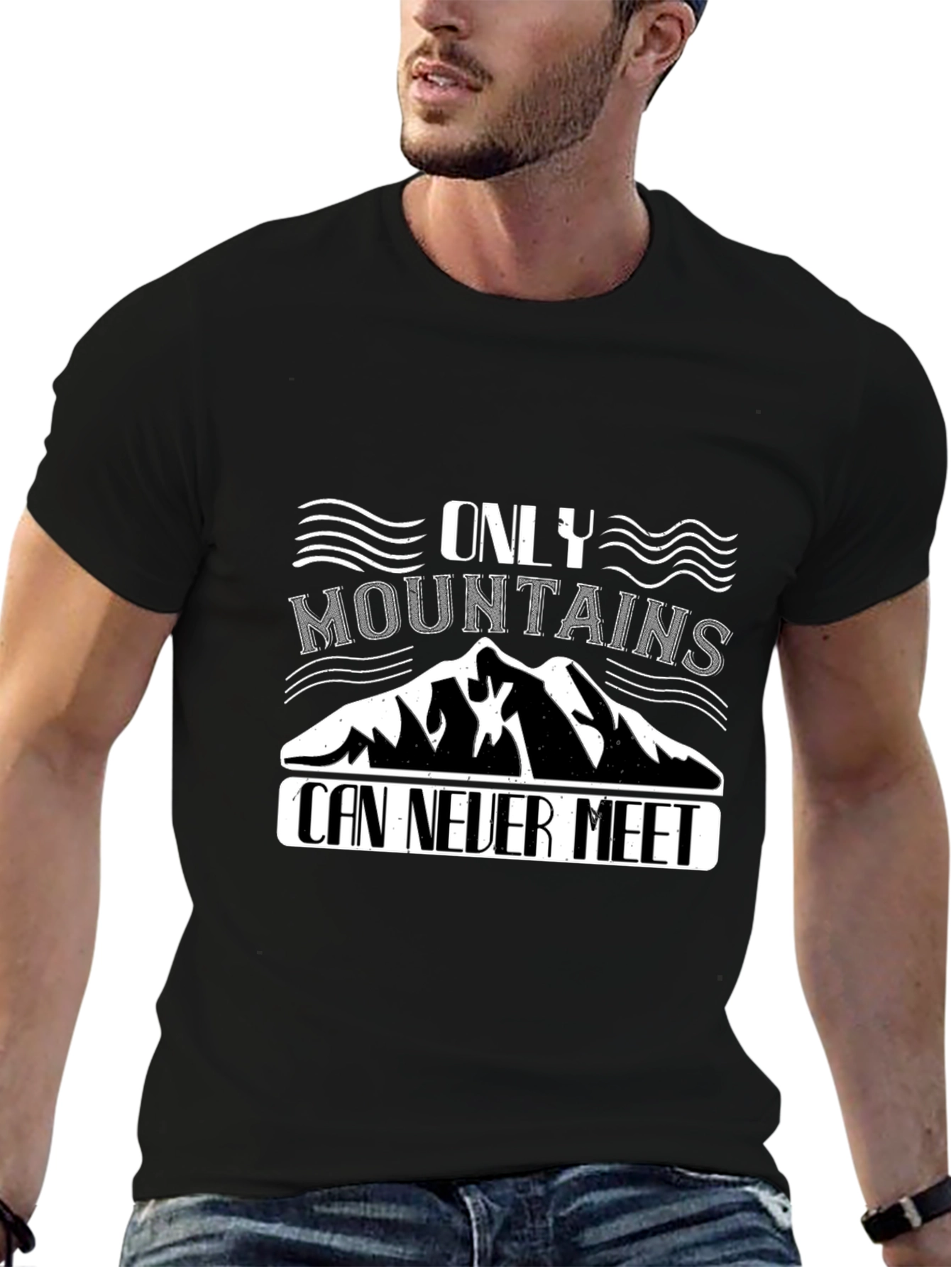 Mountain Graphic Print Black T-Shirt