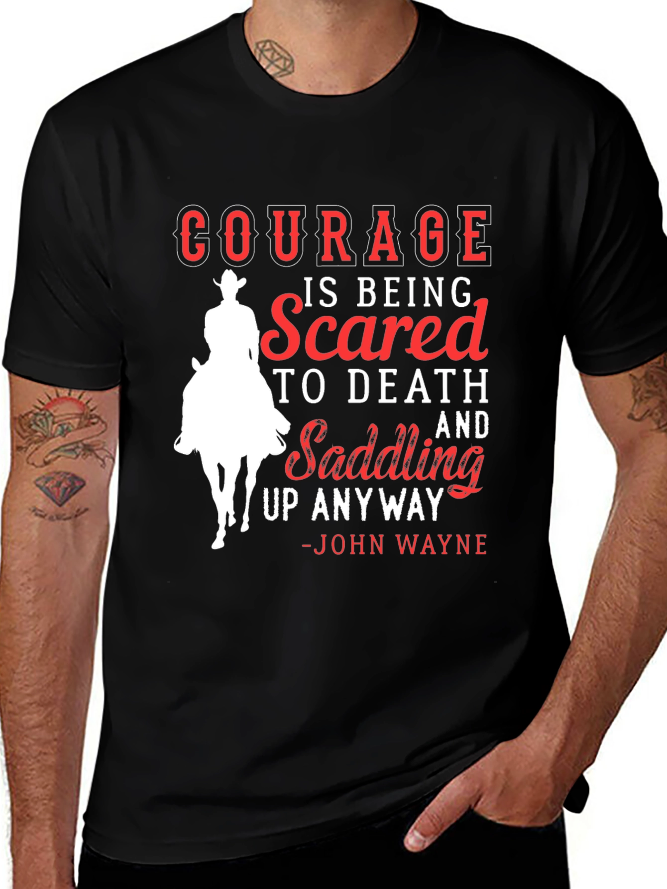 Courageous Cowboy Graphic Tee - John Wayne Quote