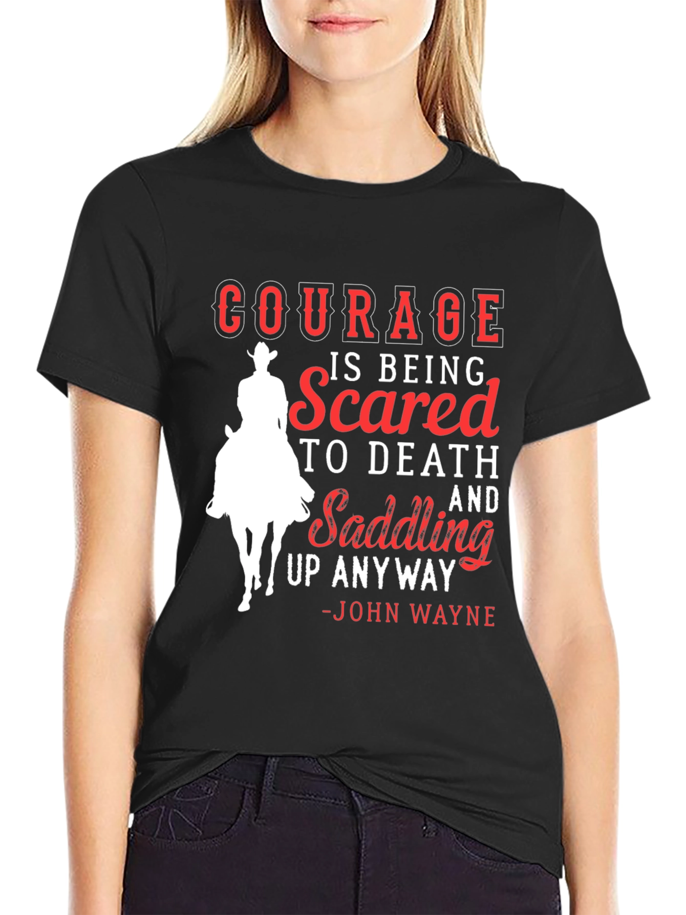 Courageous Cowboy Graphic Tee - John Wayne Quote
