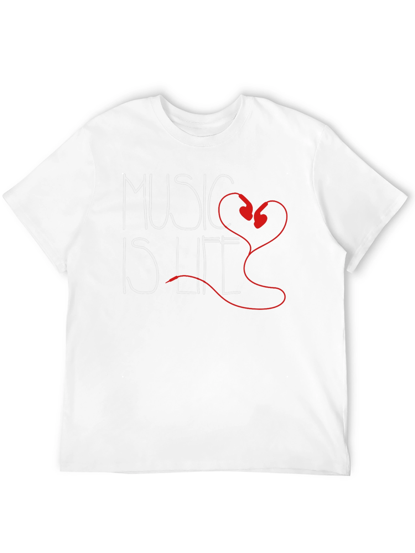 Music is Life T-Shirt - Heart Headphones Design