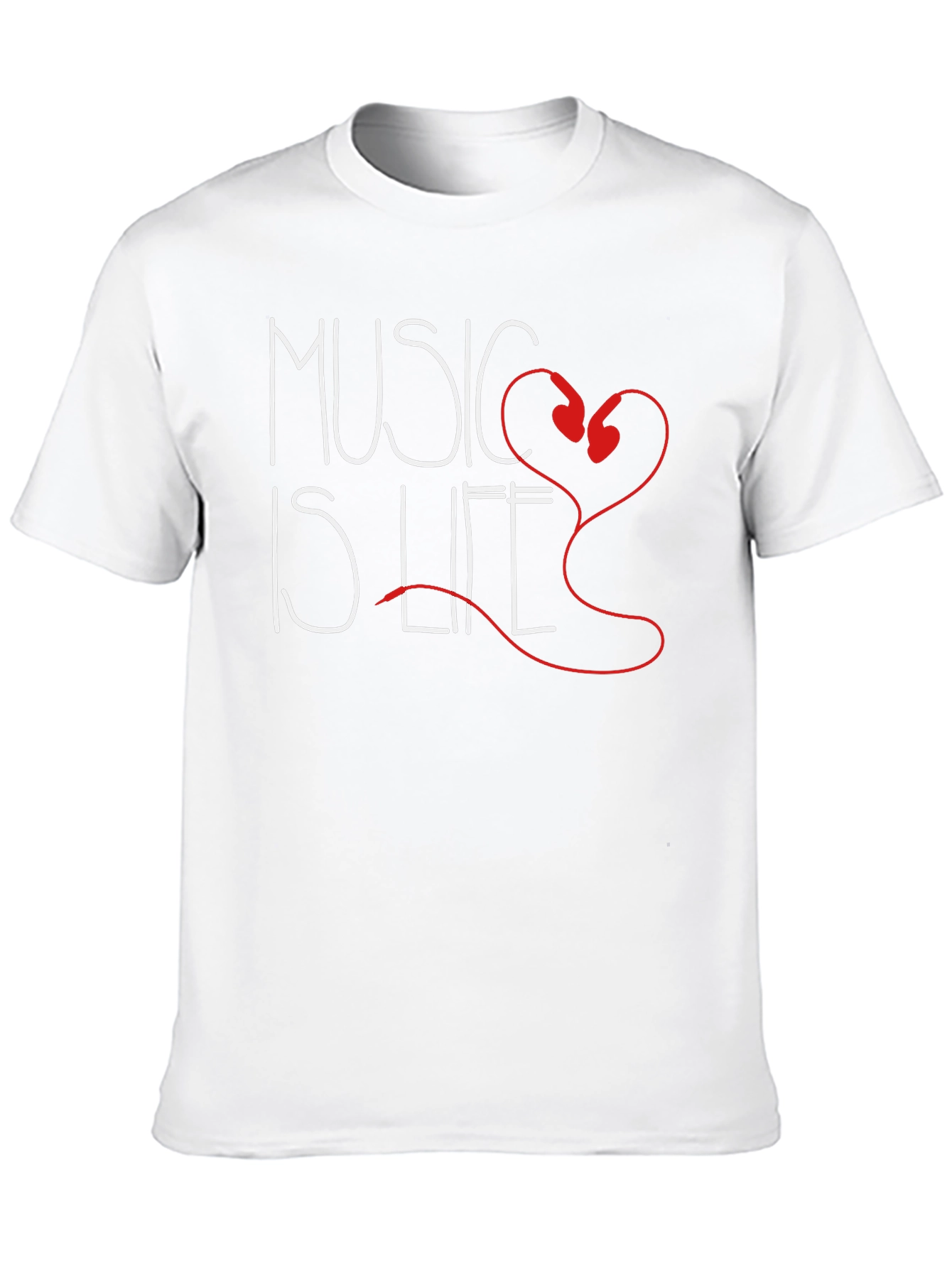 Music is Life T-Shirt - Heart Headphones Design