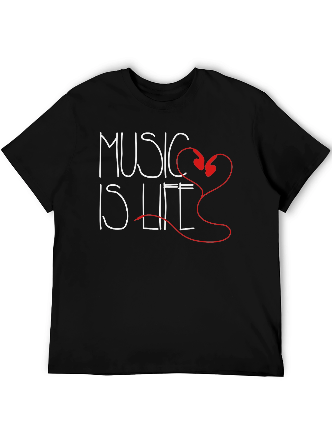 Music is Life T-Shirt - Heart Headphones Design
