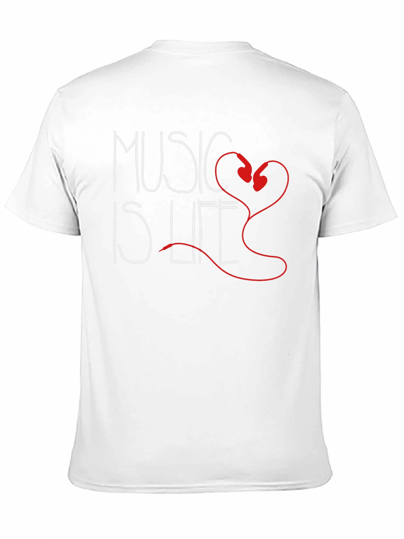 Music is Life T-Shirt - Heart Headphones Design