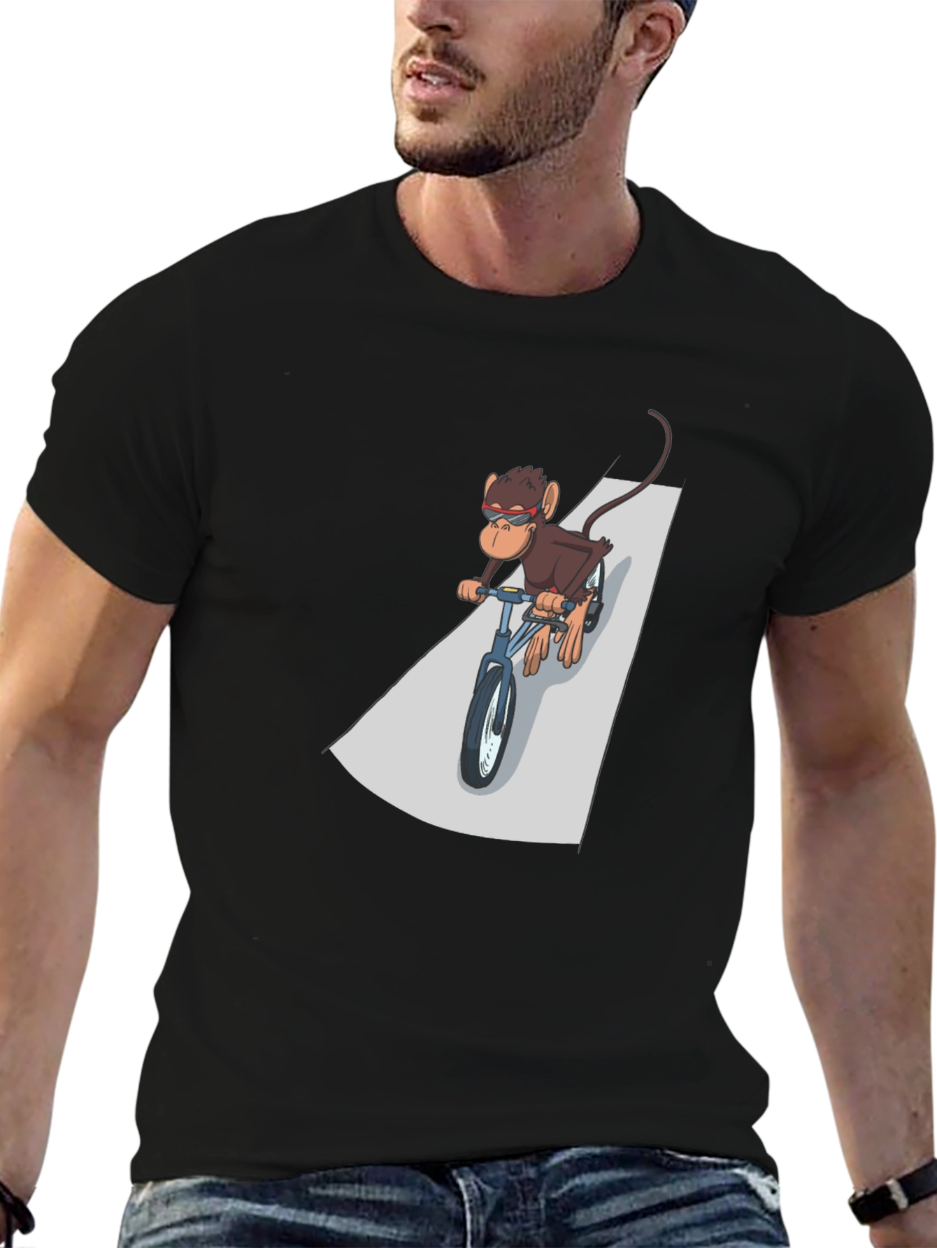 Cool Monkey Riding Bike Graphic Tee