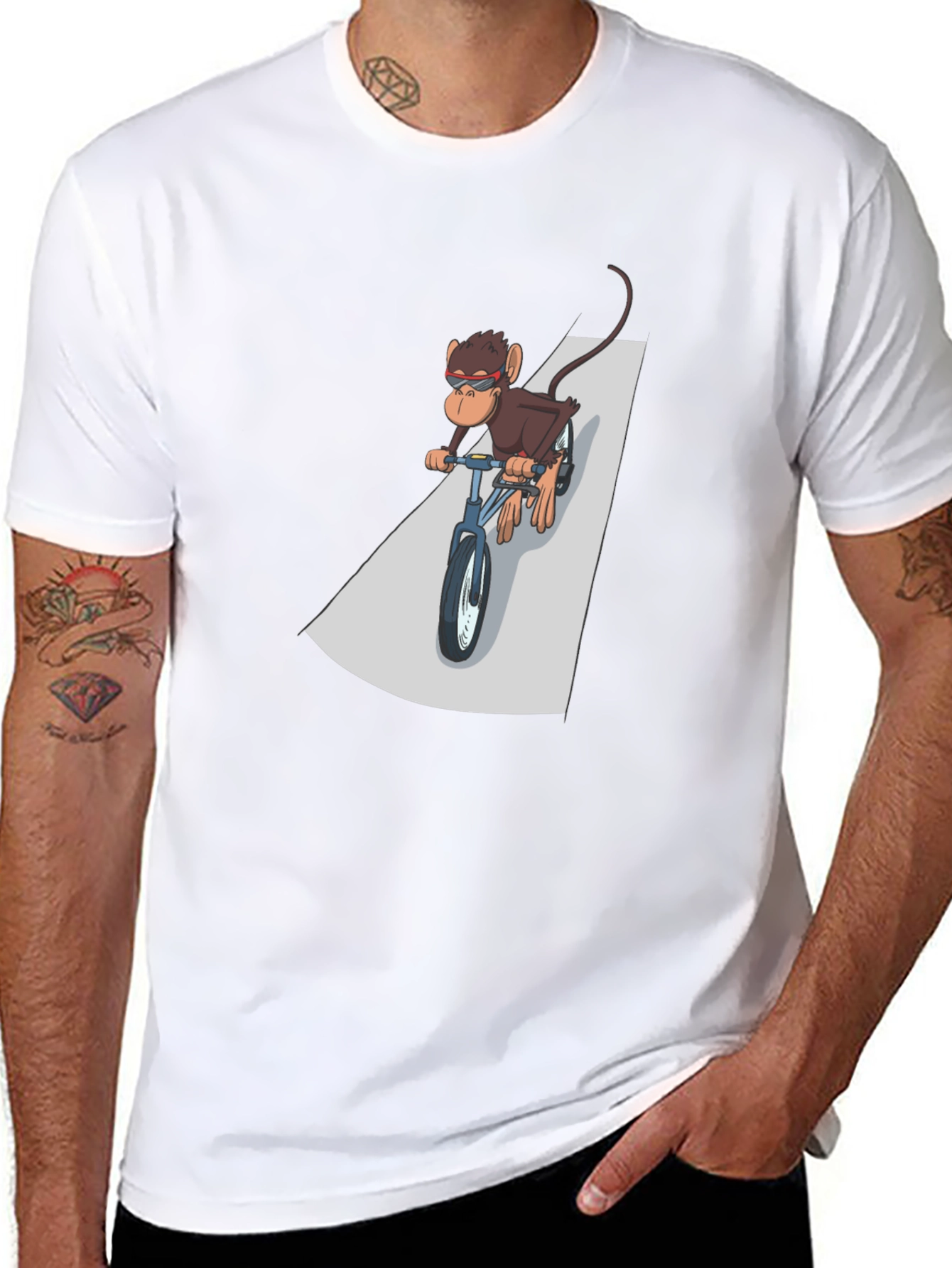 Cool Monkey Riding Bike Graphic Tee
