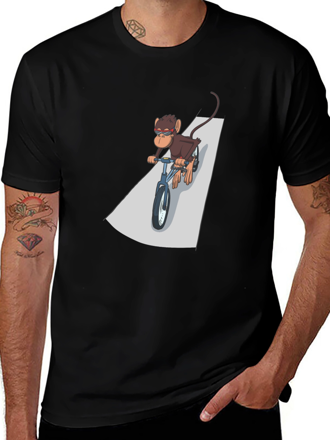 Cool Monkey Riding Bike Graphic Tee