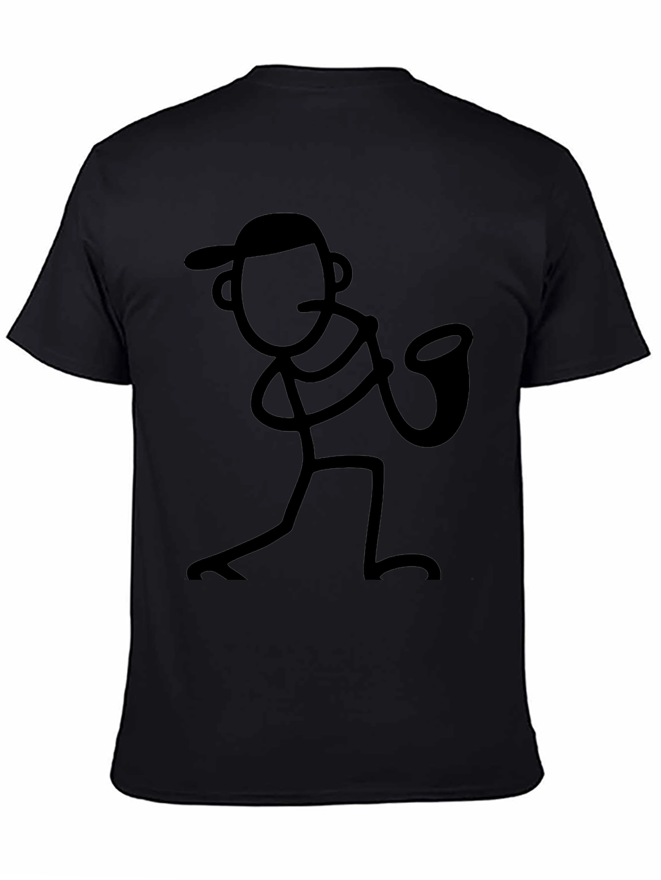 Cool Black Stick Figure Saxophone Player T-Shirt