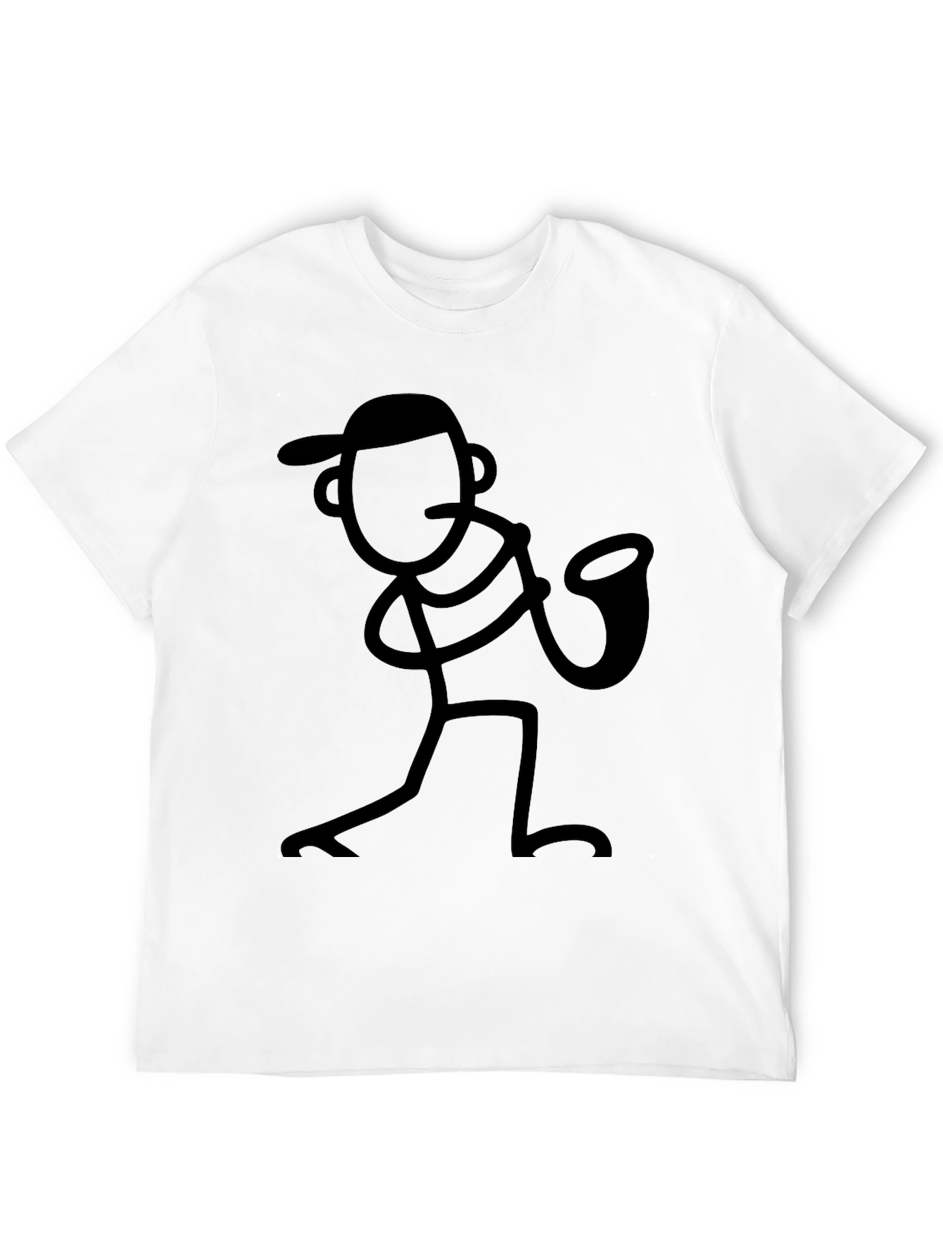 Cool Black Stick Figure Saxophone Player T-Shirt