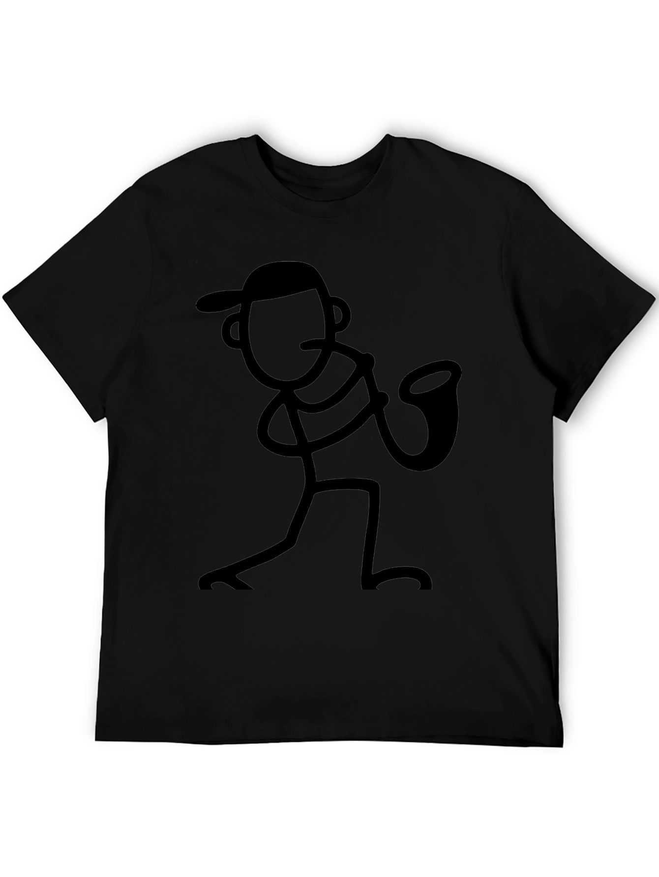 Cool Black Stick Figure Saxophone Player T-Shirt