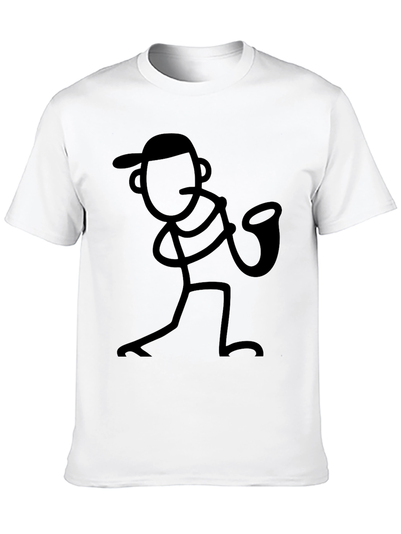 Cool Black Stick Figure Saxophone Player T-Shirt