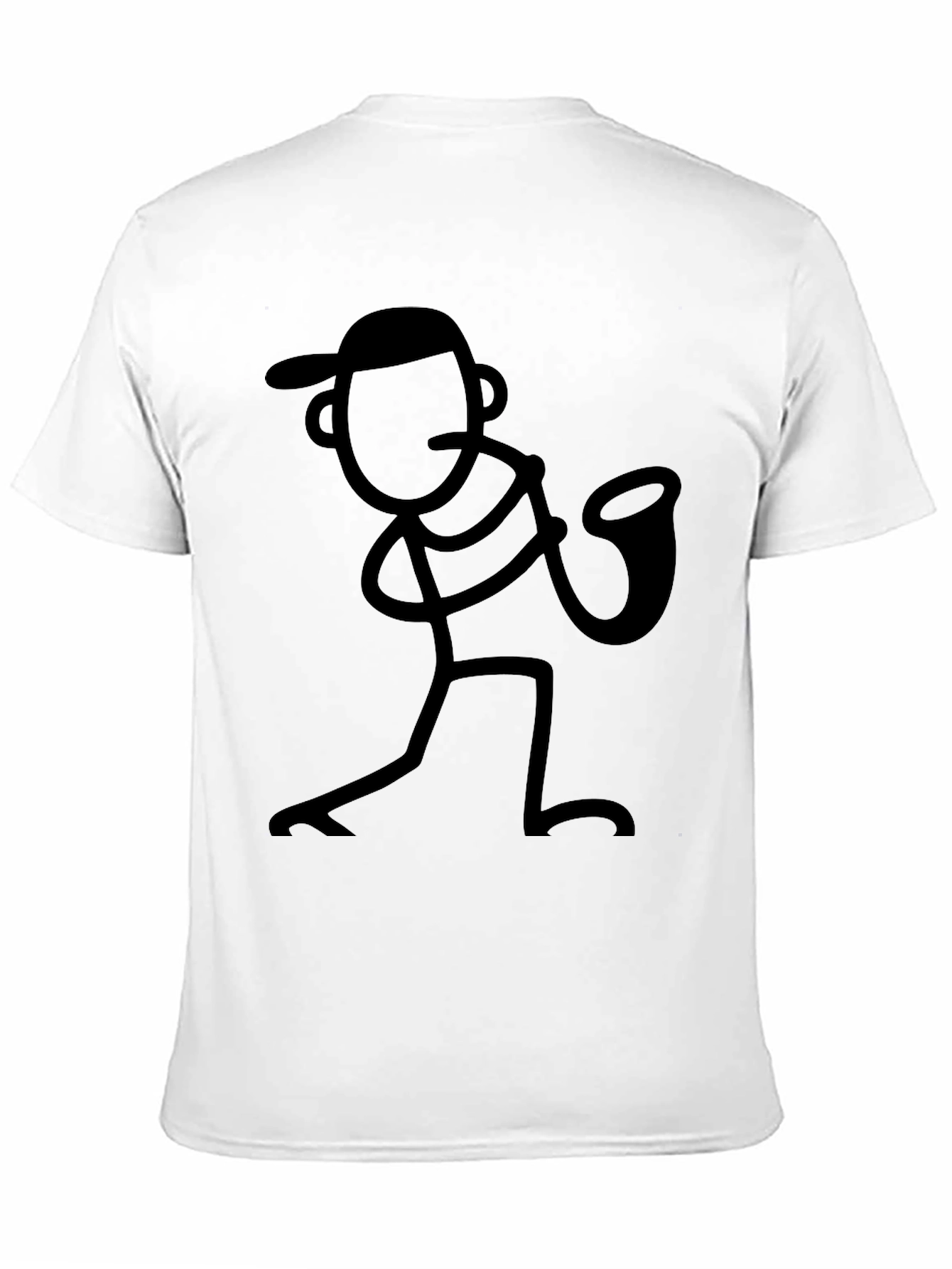 Cool Black Stick Figure Saxophone Player T-Shirt