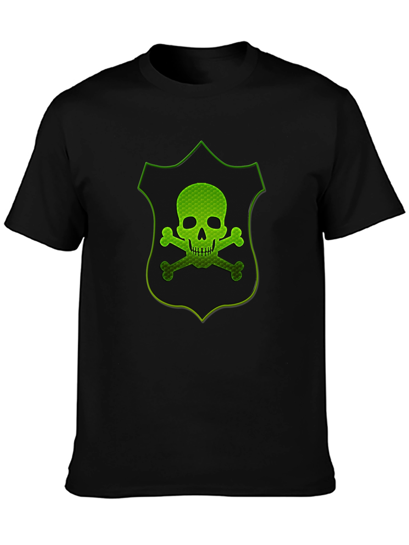 Green Skull Shield Graphic T-Shirt