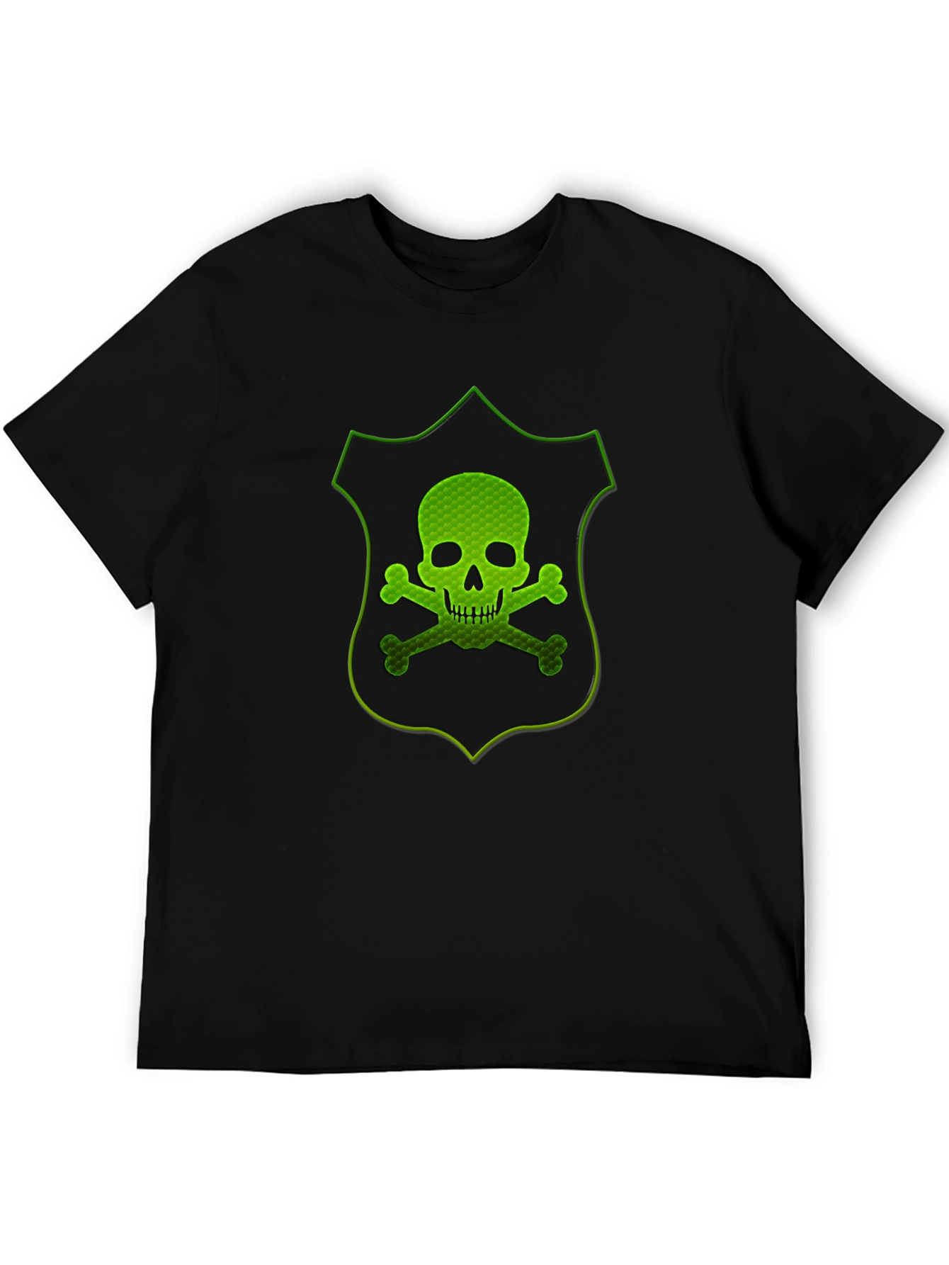 Green Skull Shield Graphic T-Shirt