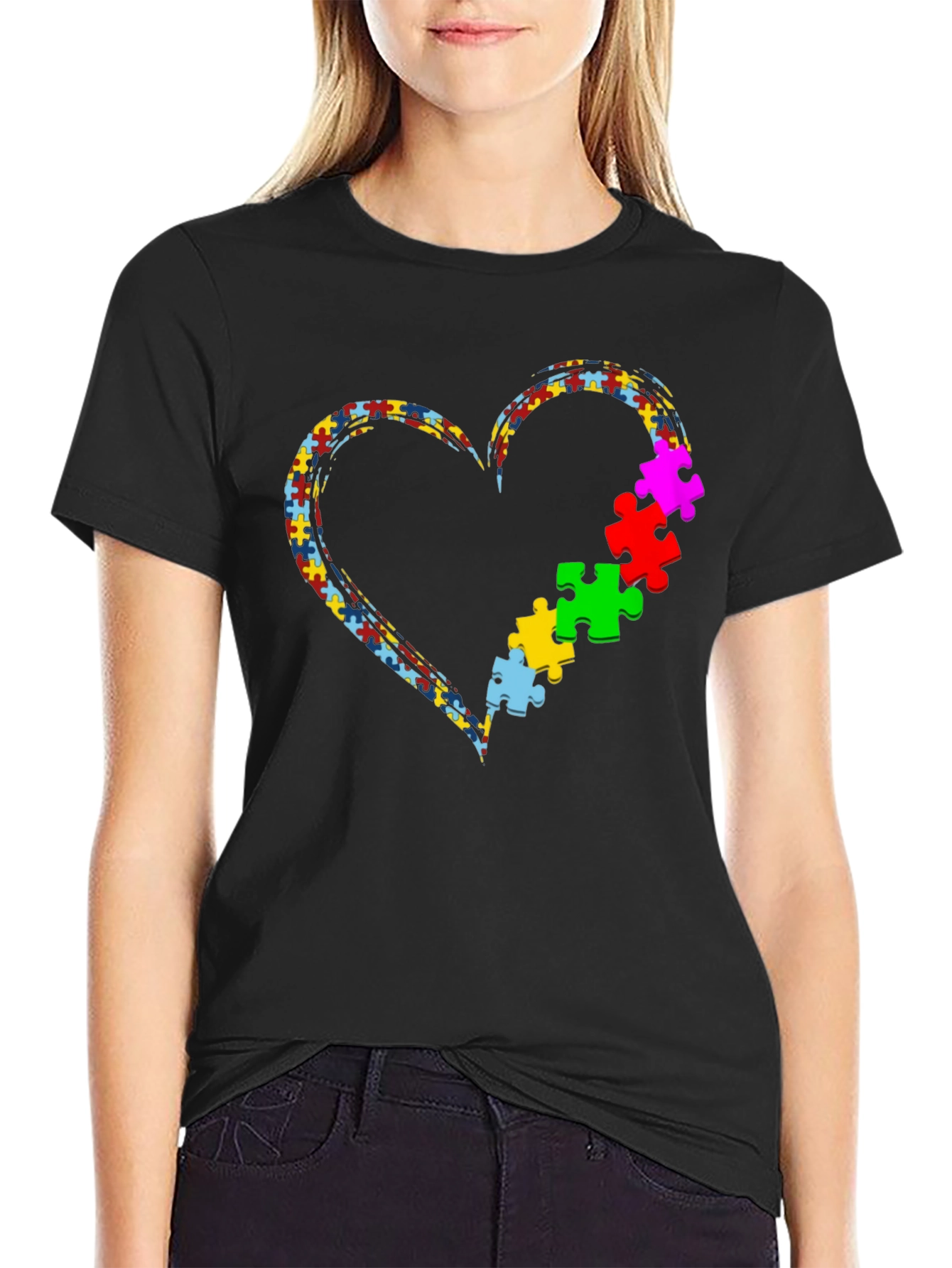 Autism Awareness Heart Puzzle T-Shirt