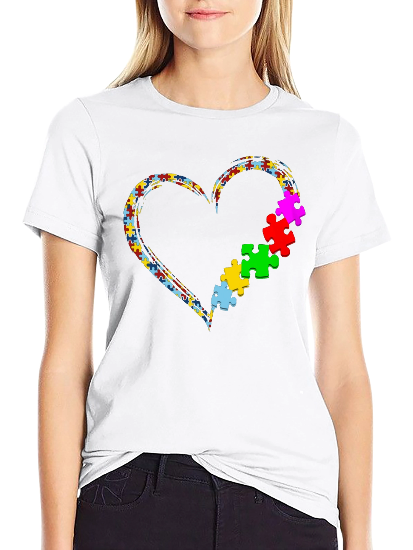 Autism Awareness Heart Puzzle T-Shirt