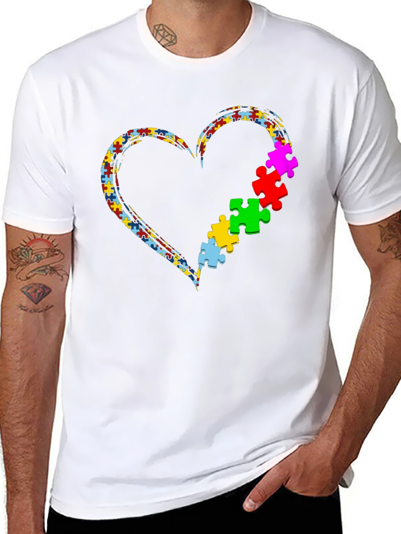 Autism Awareness Heart Puzzle T-Shirt