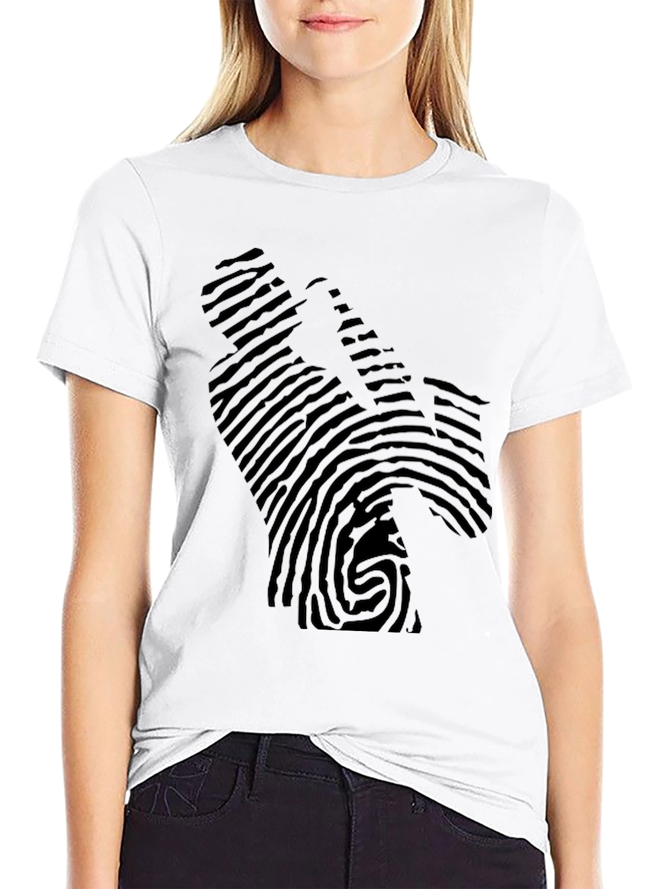 Saxophone Fingerprint Graphic Print T-Shirt