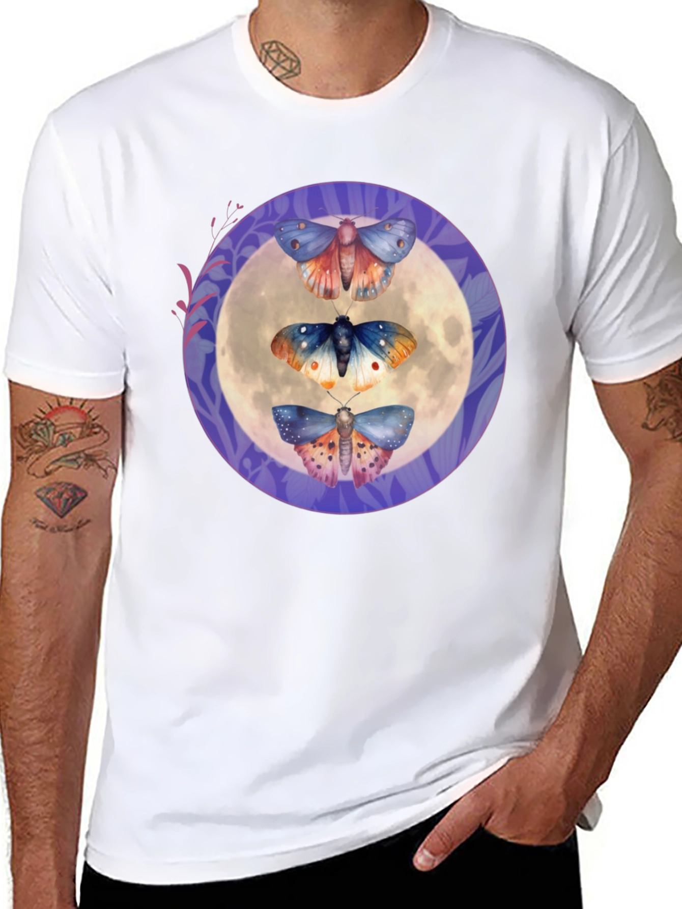 Moths on Moon Graphic T-Shirt