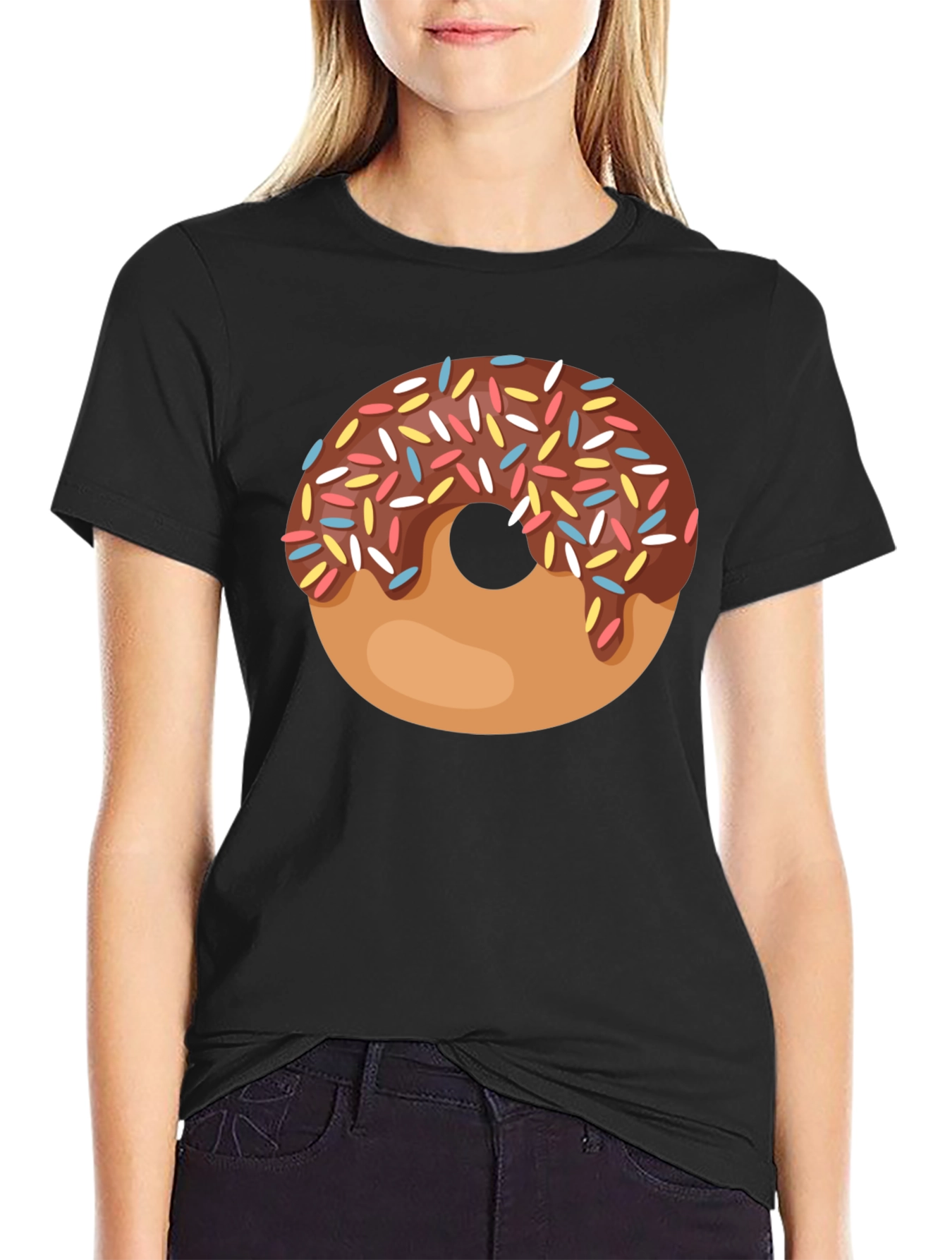 Donut Graphic Black T-Shirt - Sweet Treat Style