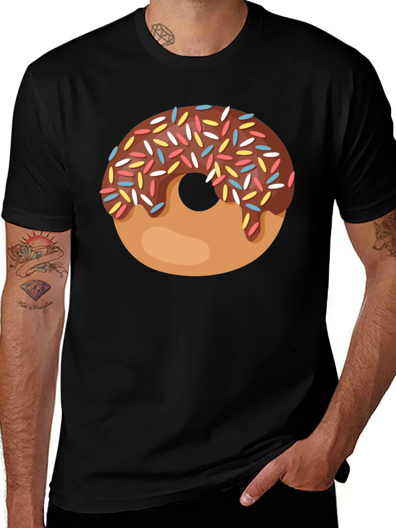 Donut Graphic Black T-Shirt - Sweet Treat Style