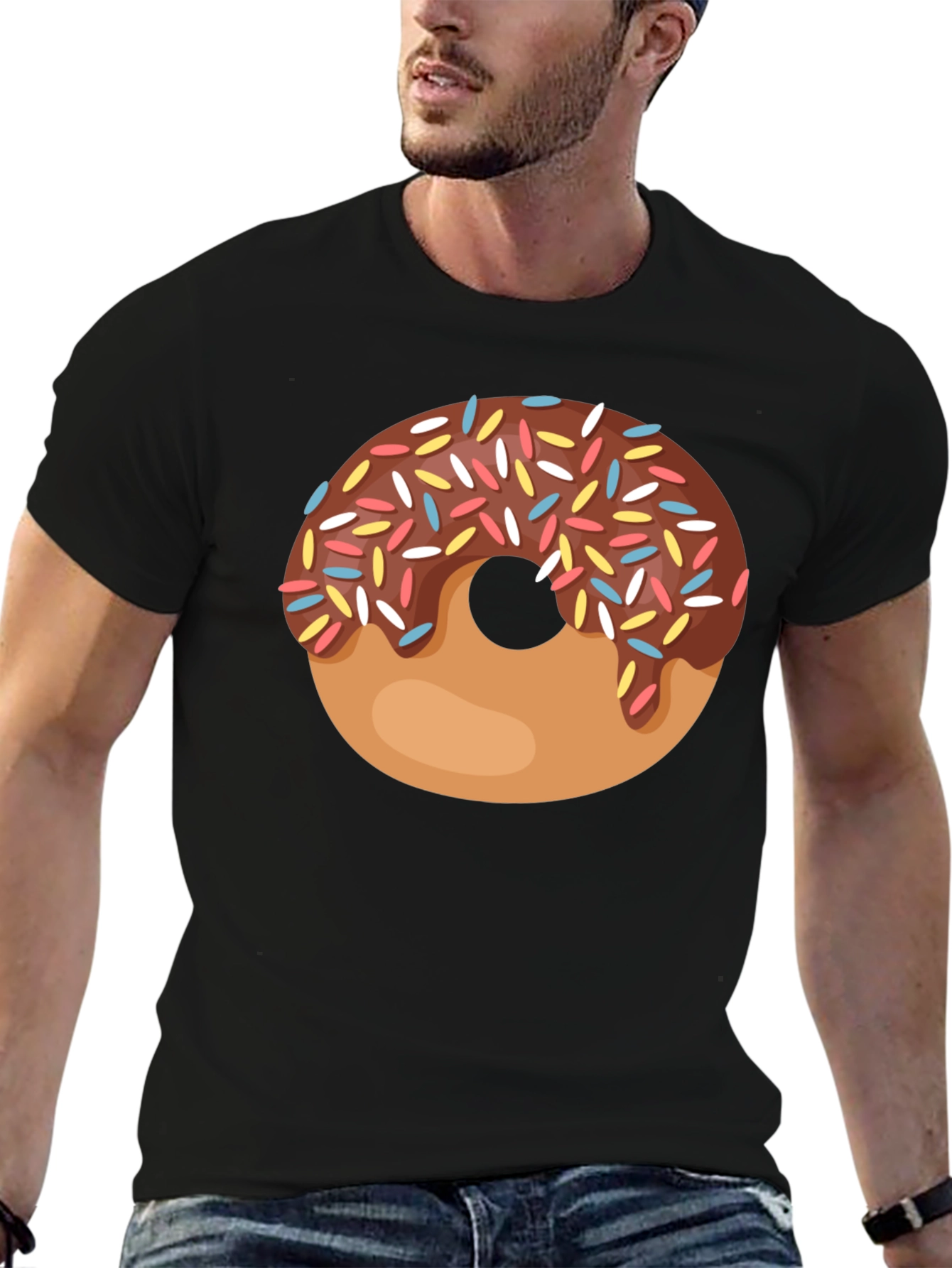Donut Graphic Black T-Shirt - Sweet Treat Style