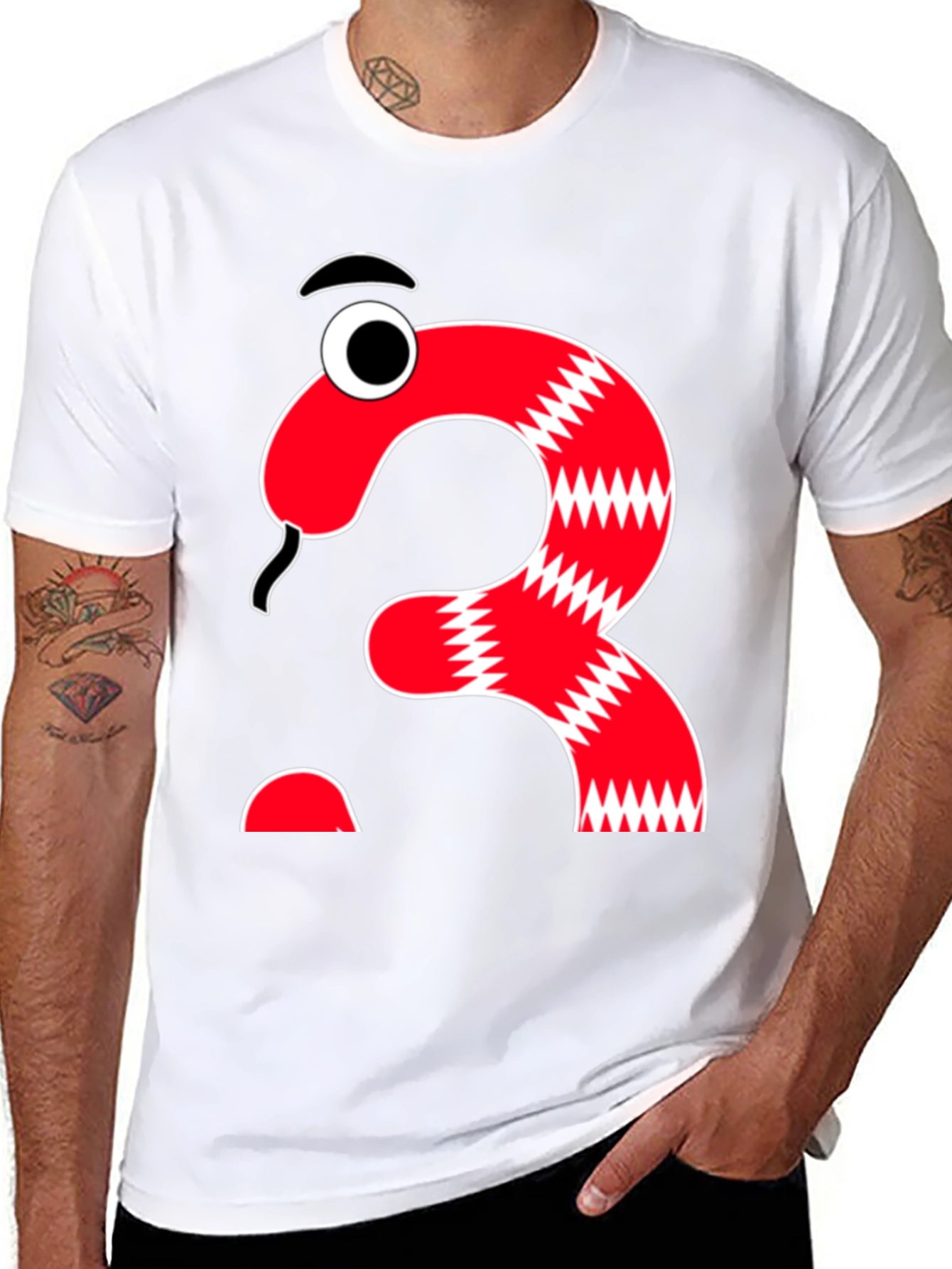 Funny Cartoon Snake Number Three T-Shirt