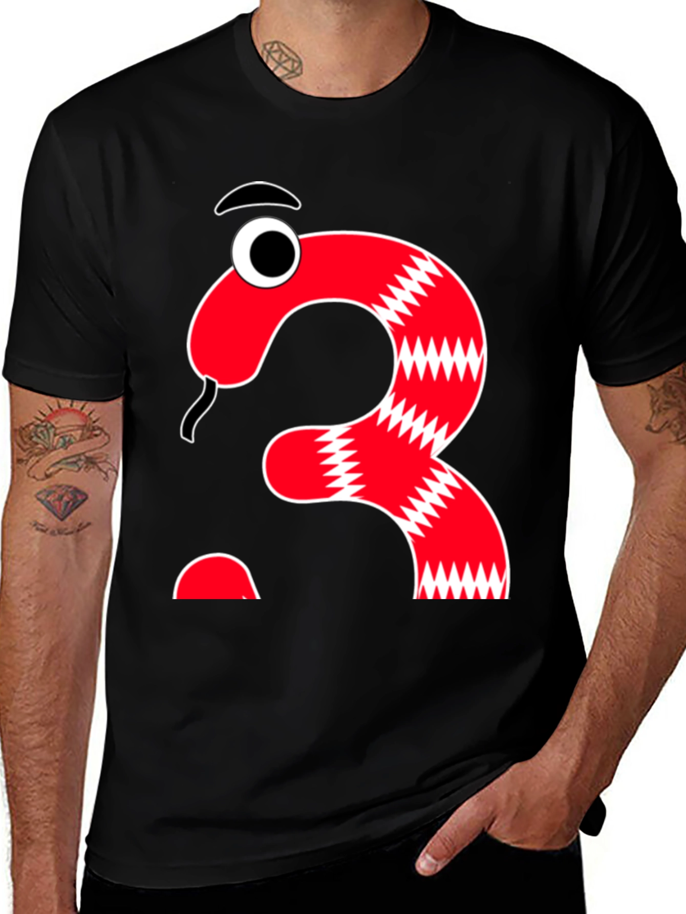 Funny Cartoon Snake Number Three T-Shirt