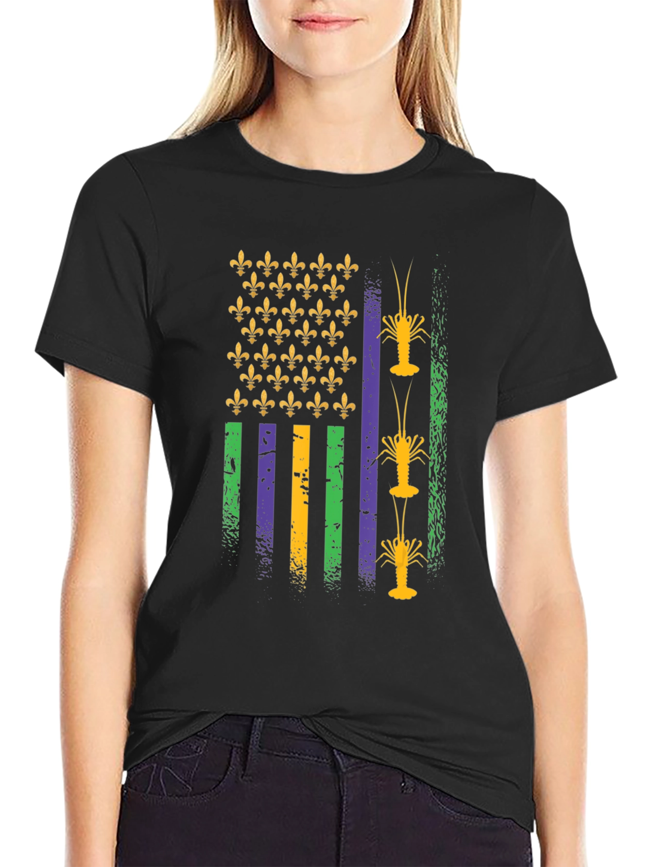 Mardi Gras Crawfish Flag T-Shirt