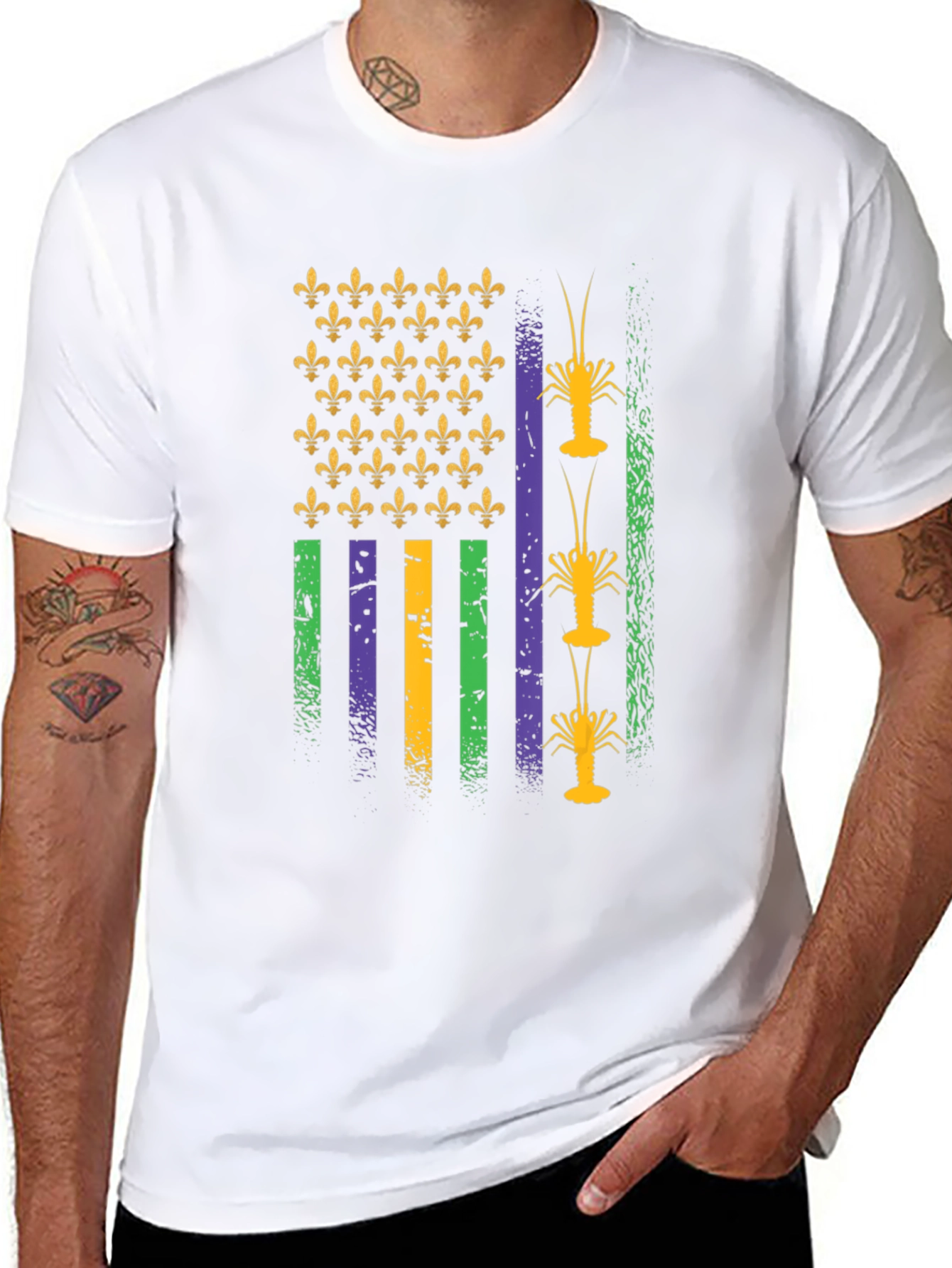 Mardi Gras Crawfish Flag T-Shirt