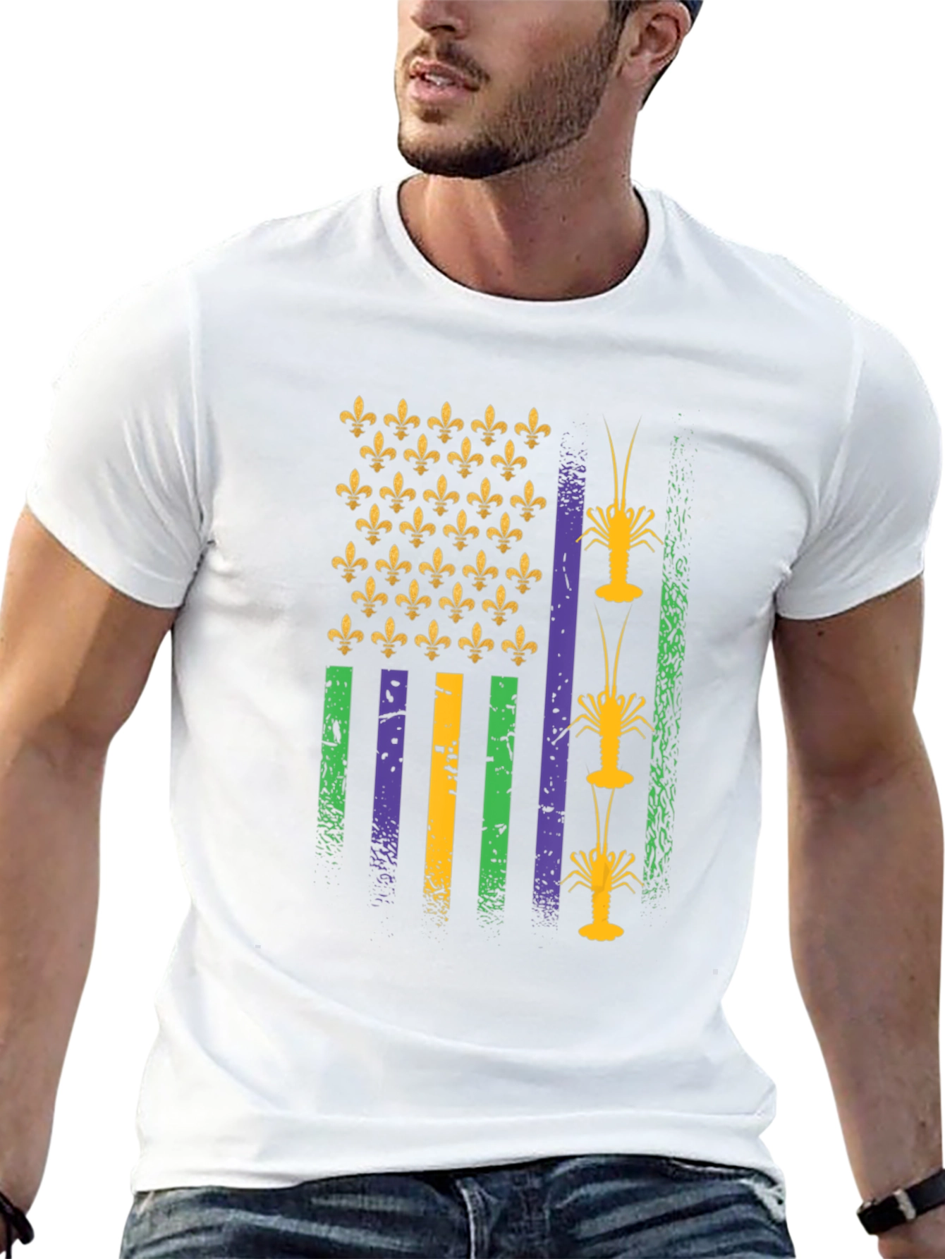 Mardi Gras Crawfish Flag T-Shirt