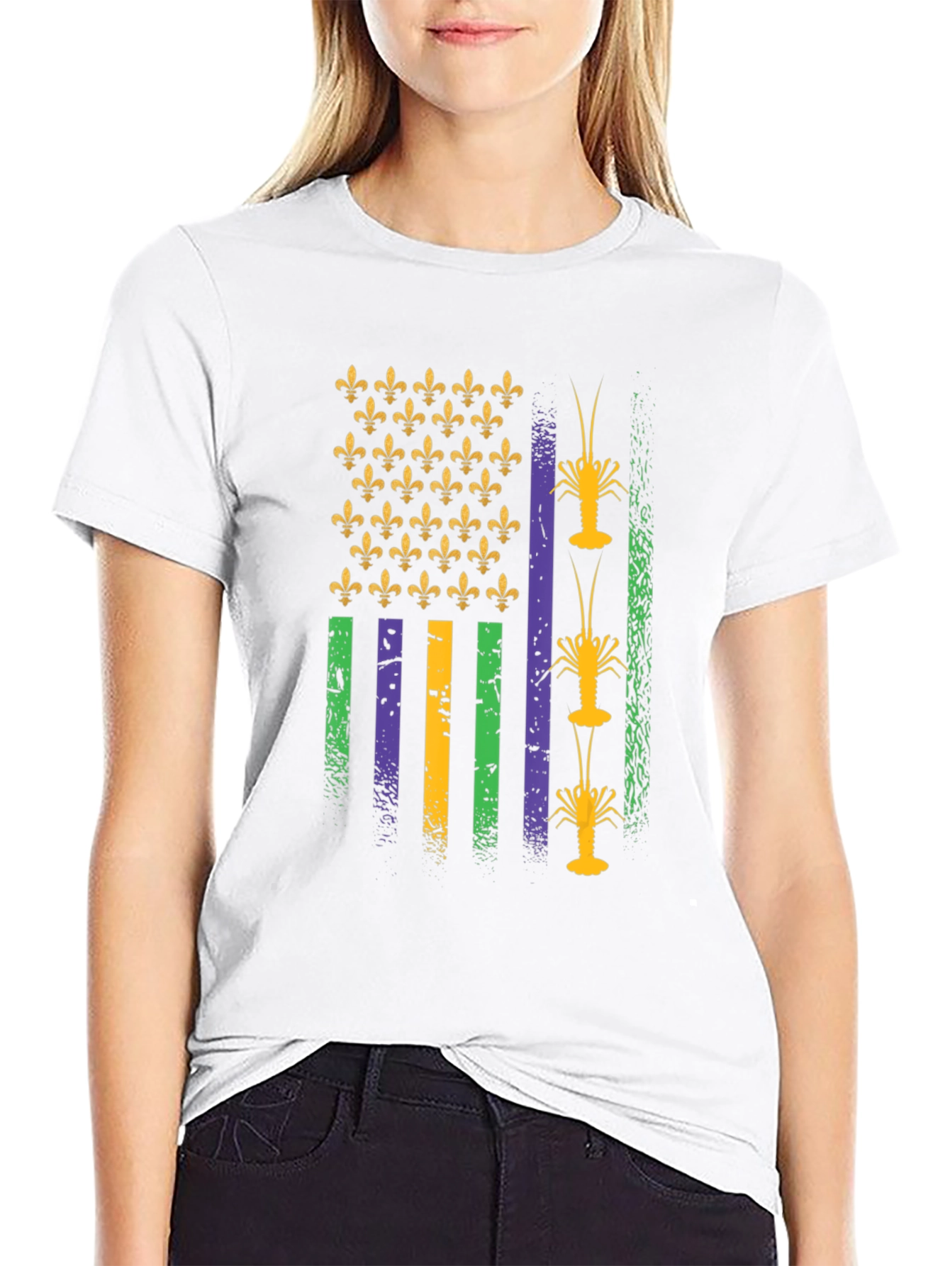 Mardi Gras Crawfish Flag T-Shirt