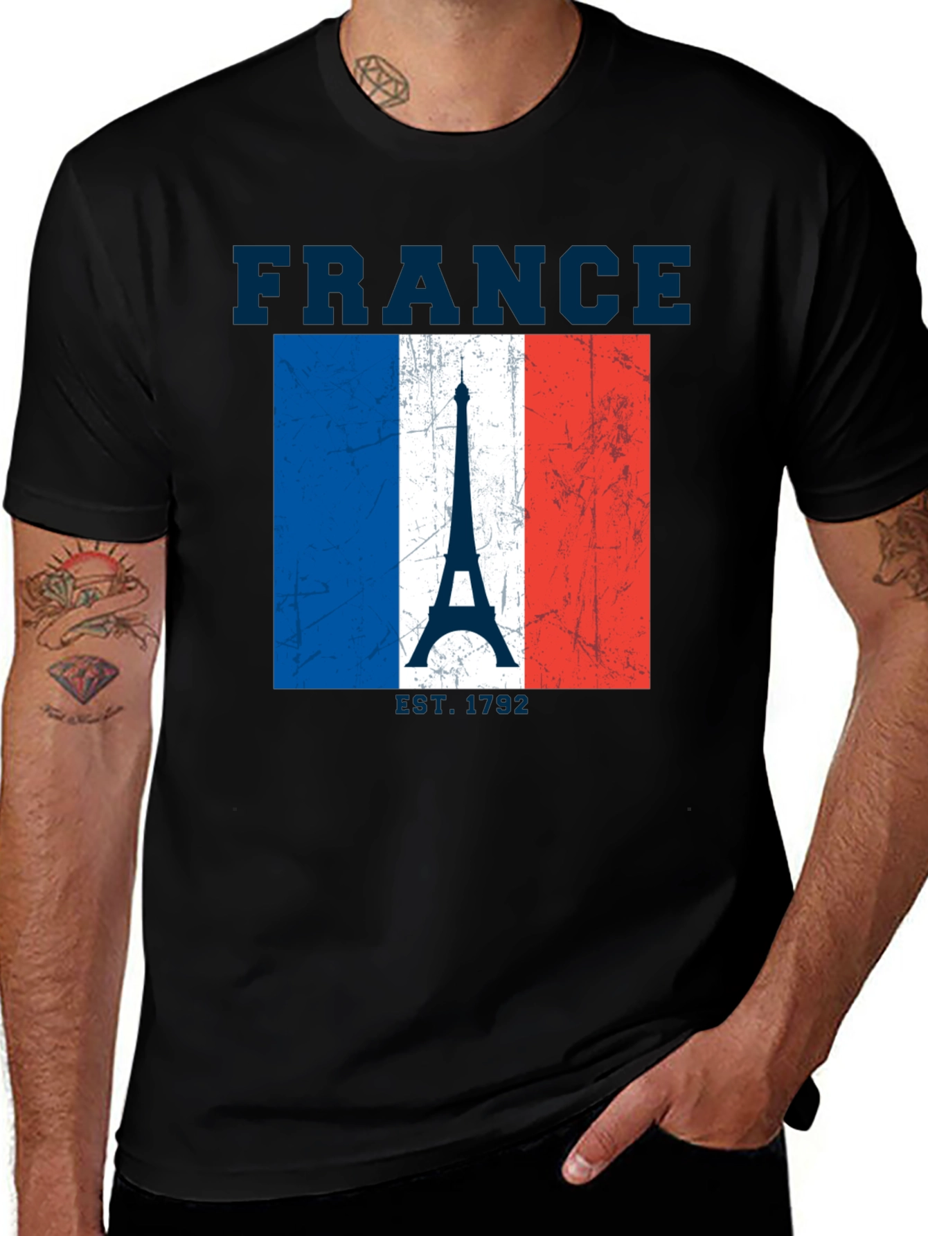 France Flag Eiffel Tower Graphic T-Shirt